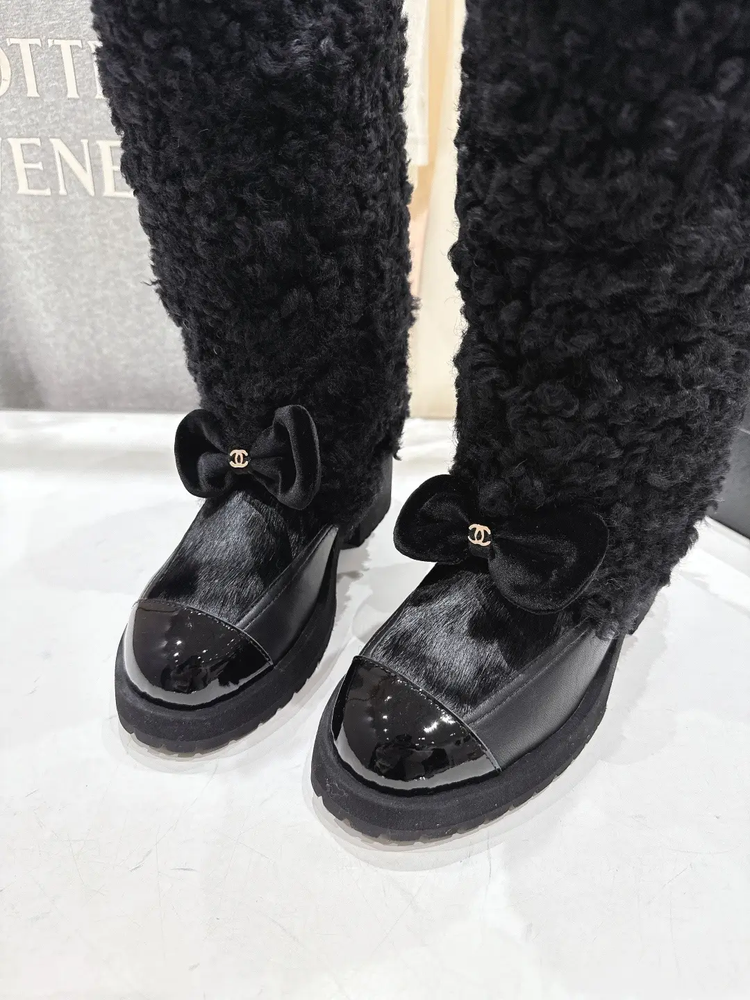 Chanel Wool Long Boots Black