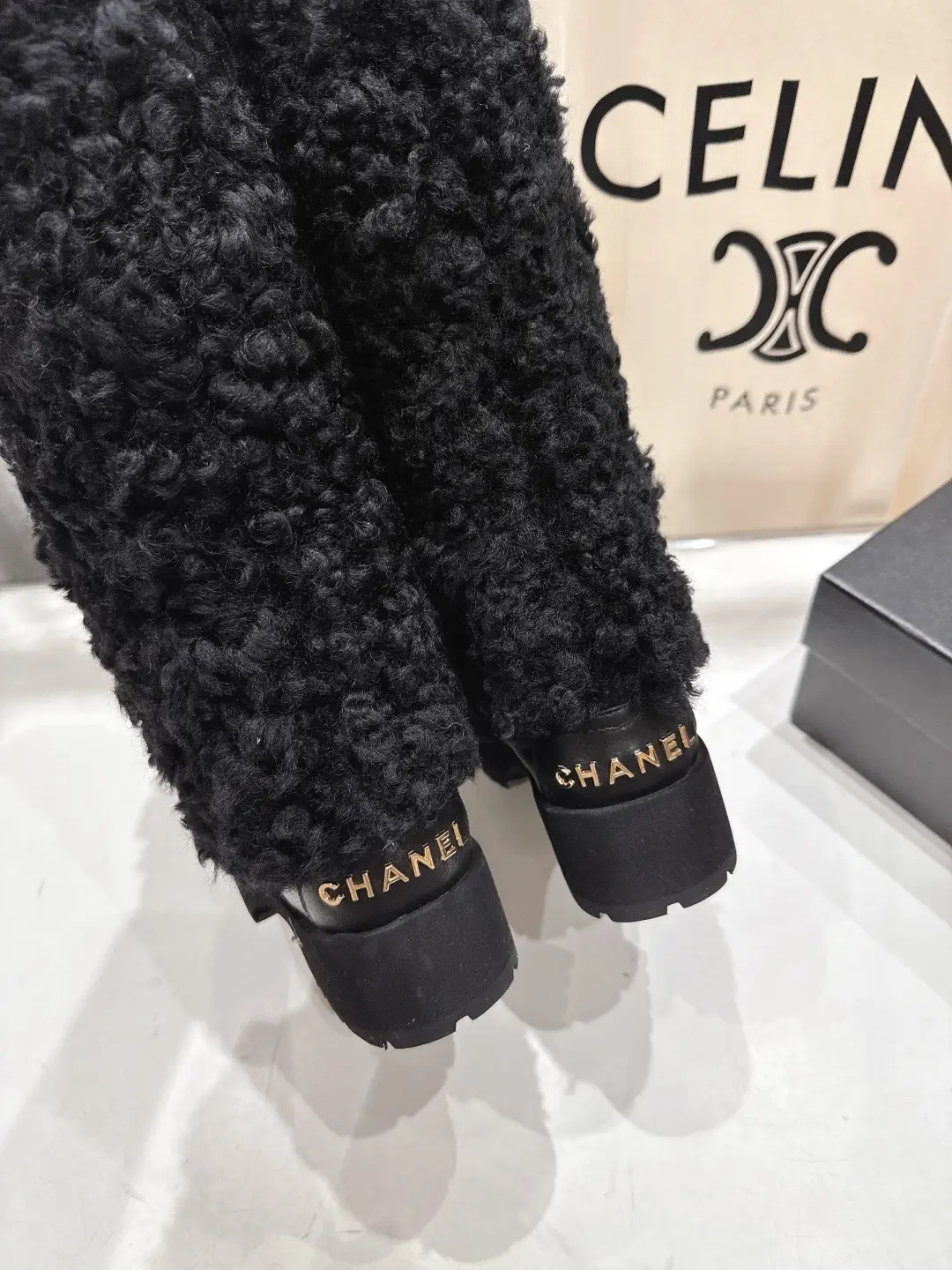 Chanel Wool Long Boots Black