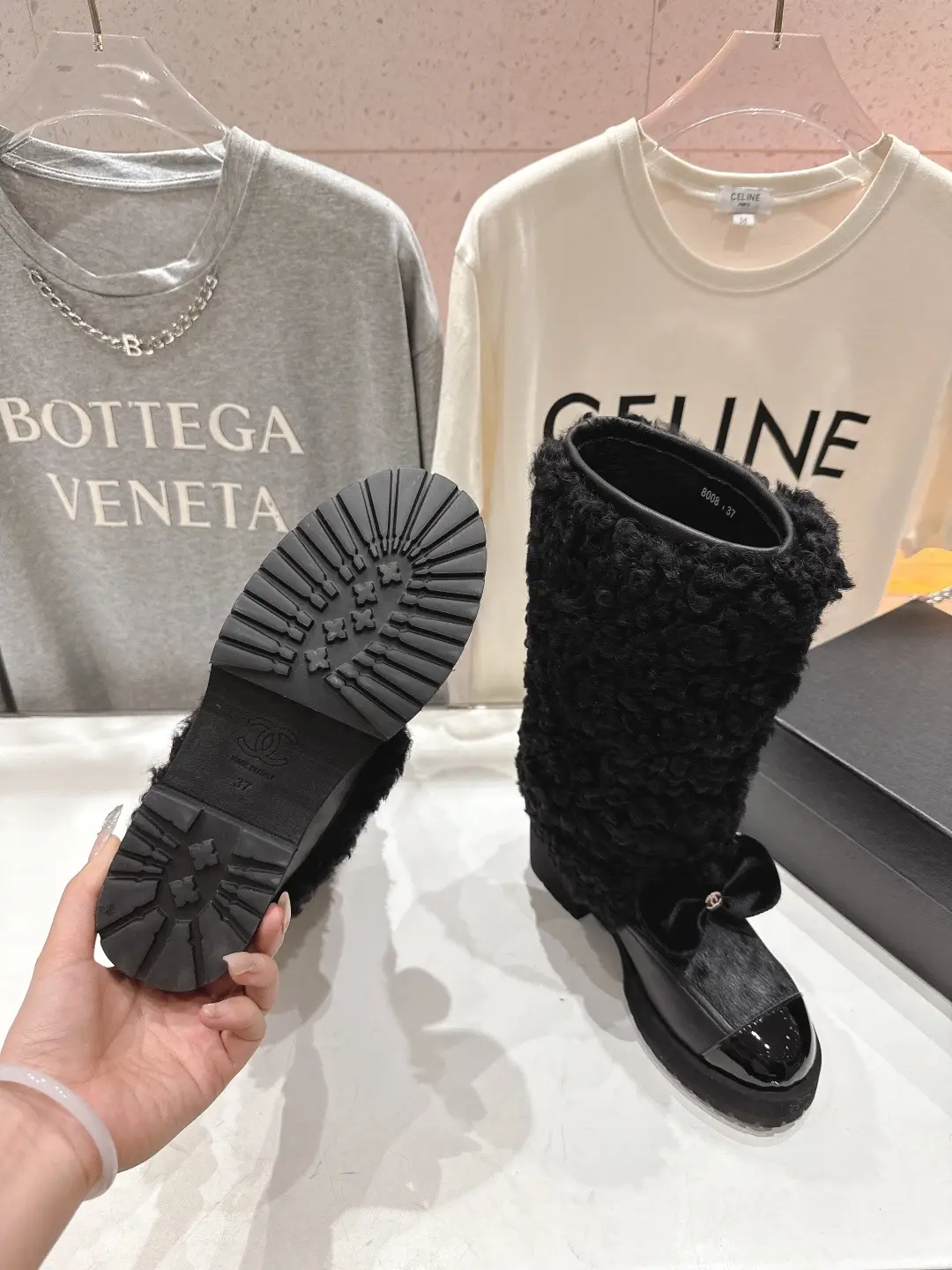 Chanel Wool Long Boots Black