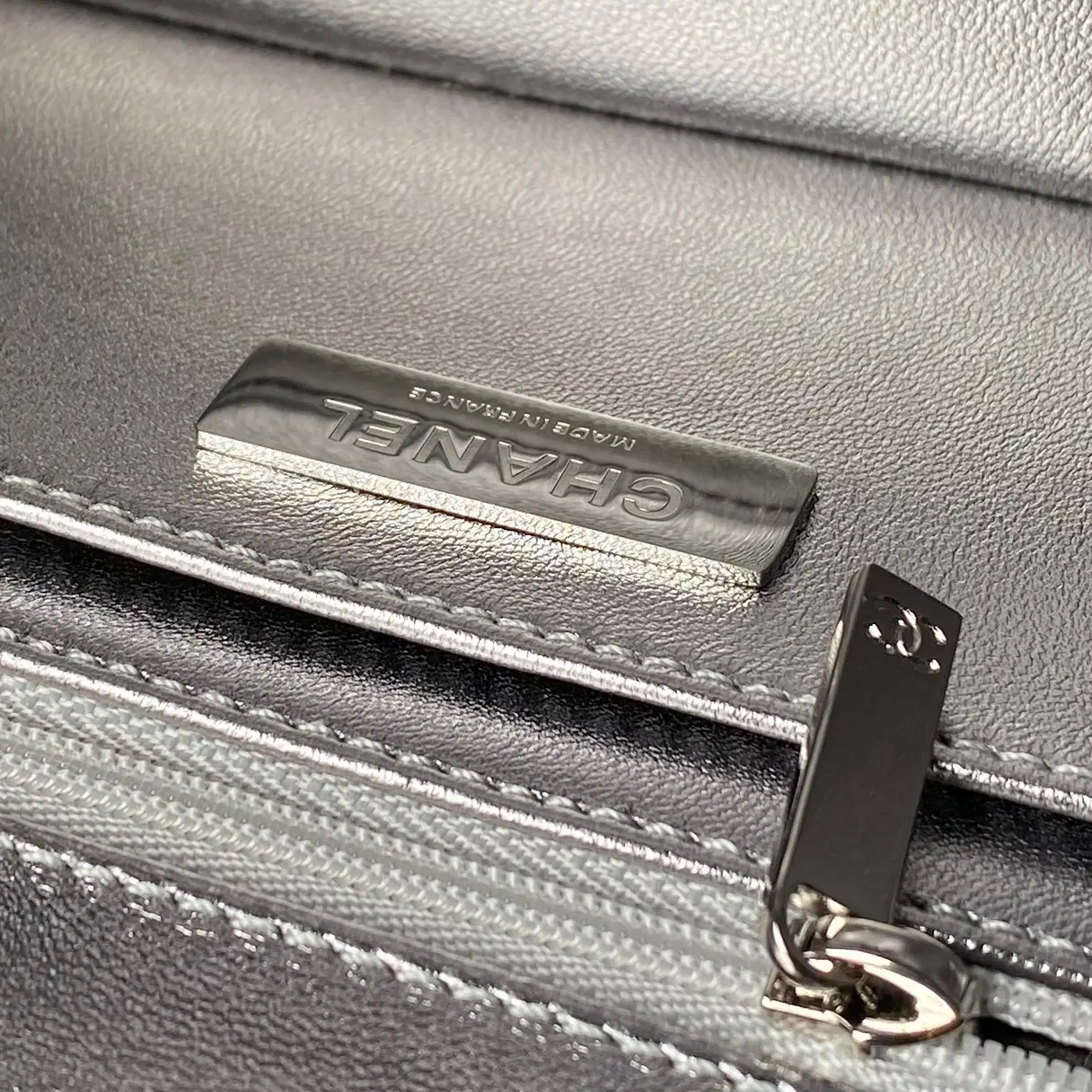 Chanel Large Flap Bag With Top Handle Metallic Mirror AS5807 Sliver