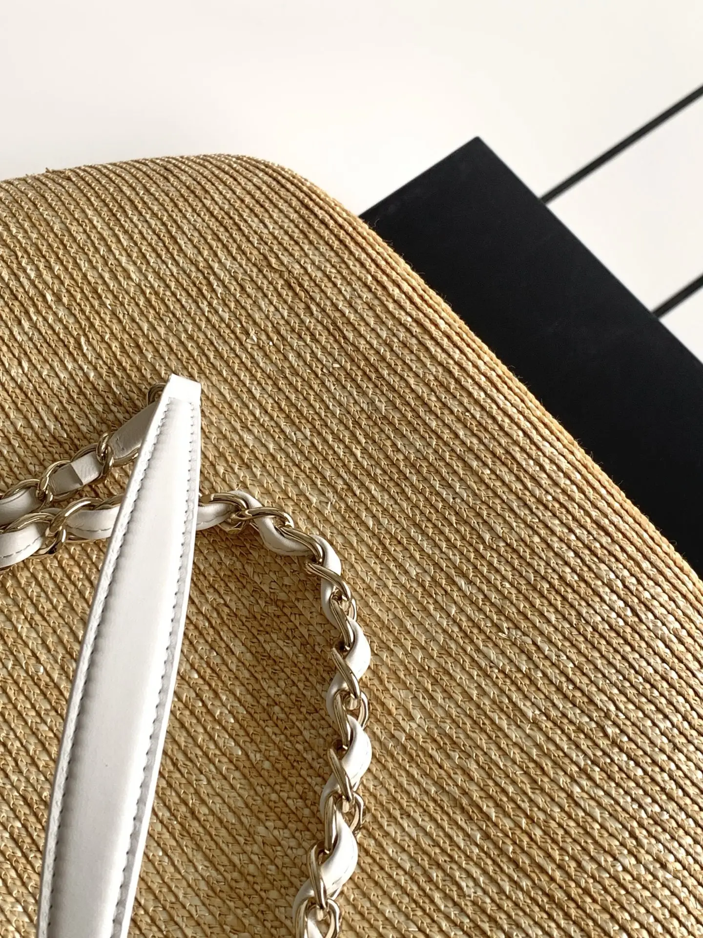 Chanel Large Tote Braided Straw AS5952 White