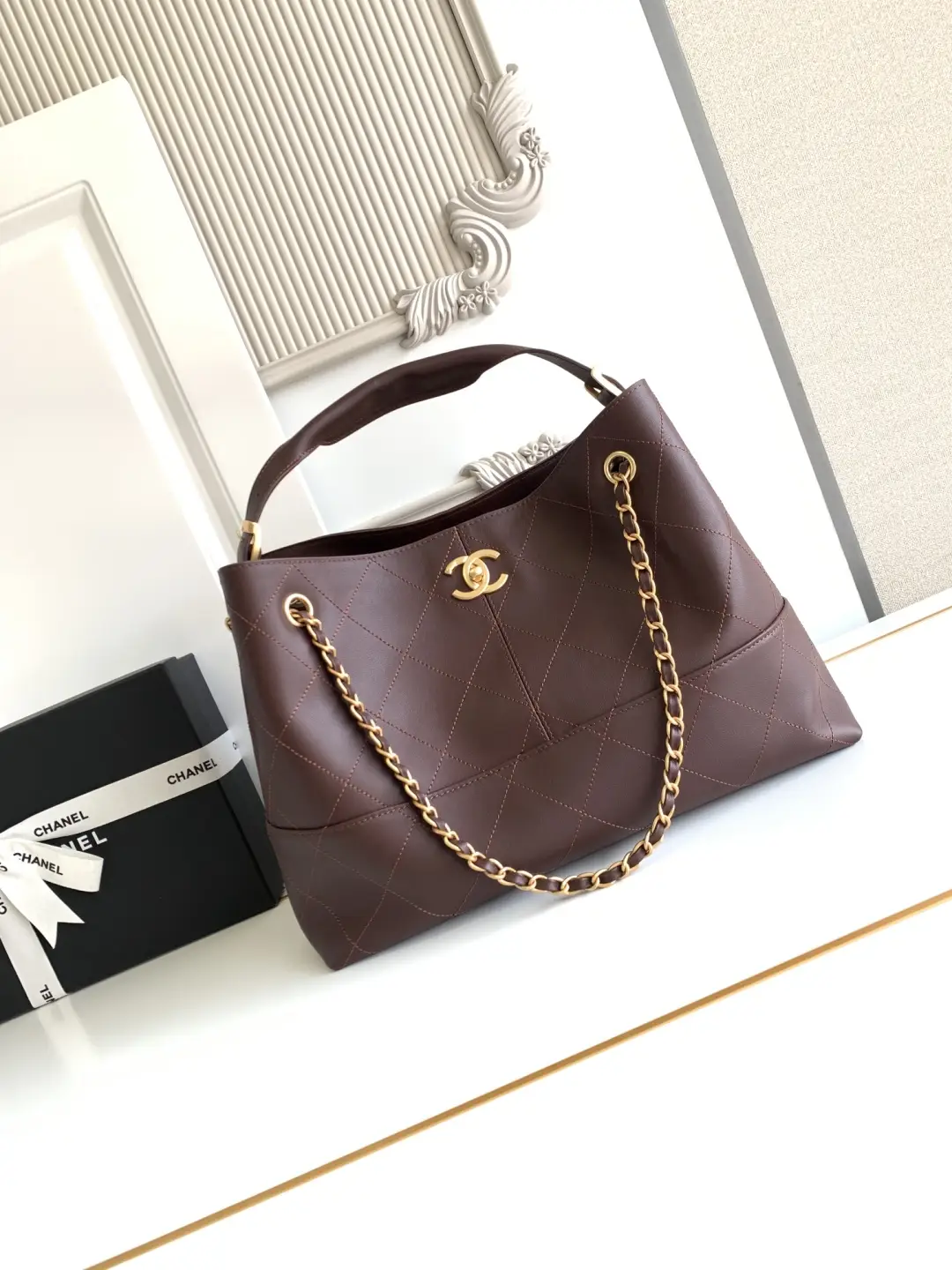 Chanel Small Shopping Bag AS5634 Burgundy