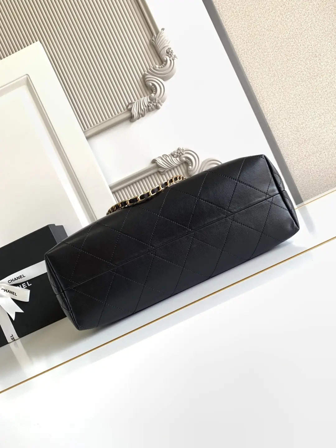 Chanel Small Shopping Bag Suede Calfskin AS5634 Black