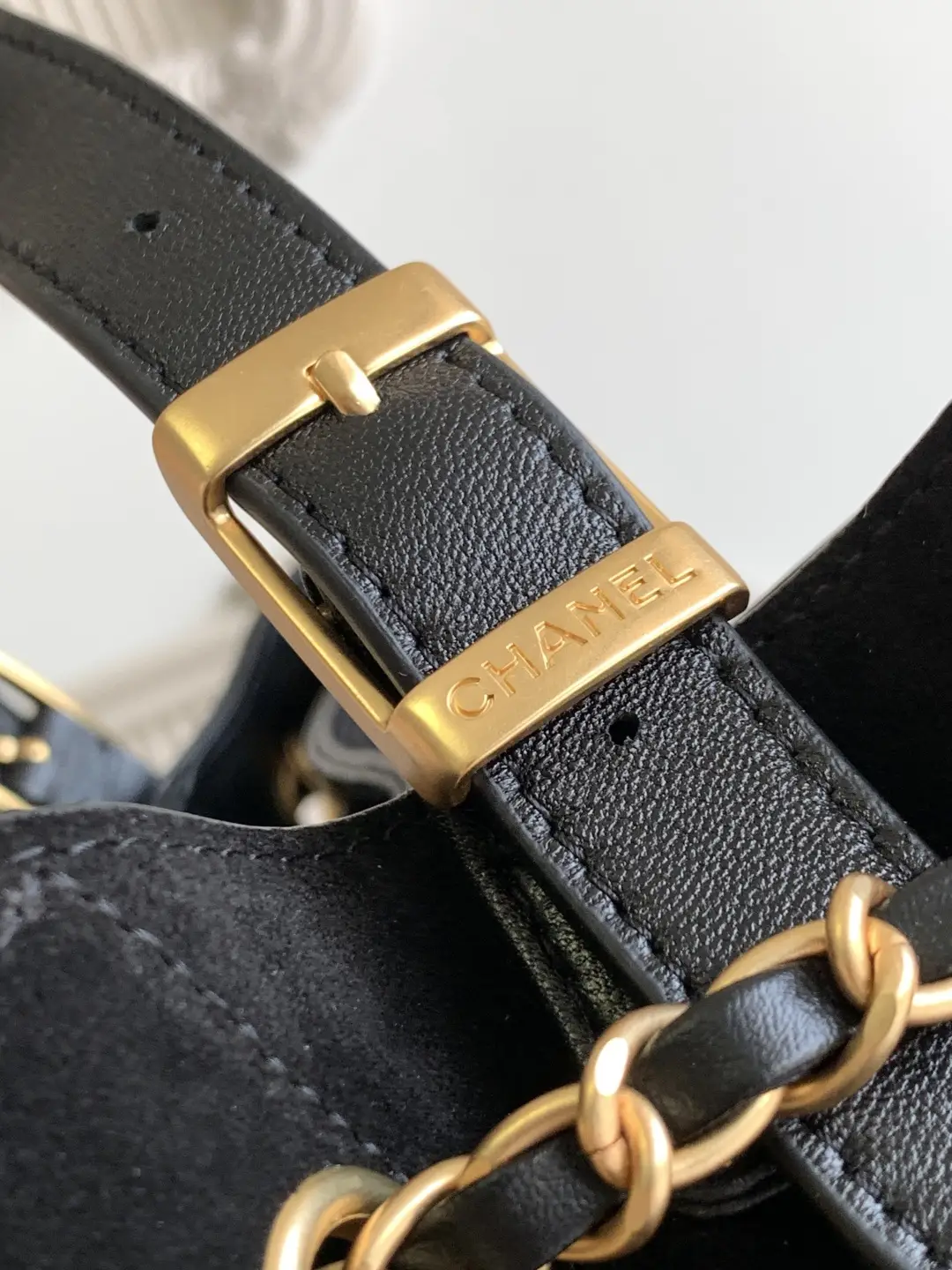 Chanel Small Shopping Bag Suede Calfskin AS5634 Black