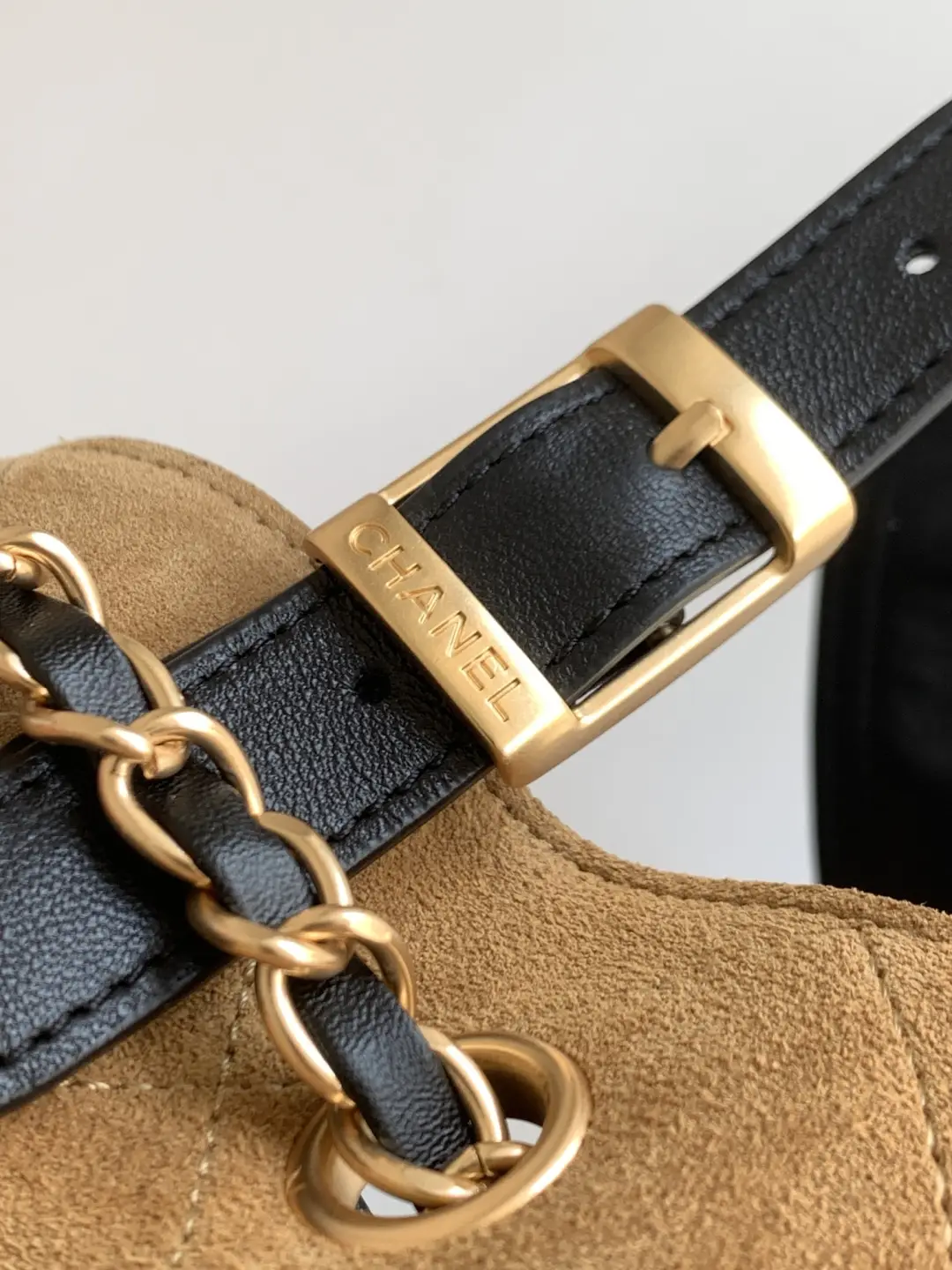 Chanel Small Shopping Bag Suede Calfskin AS5634 Brown