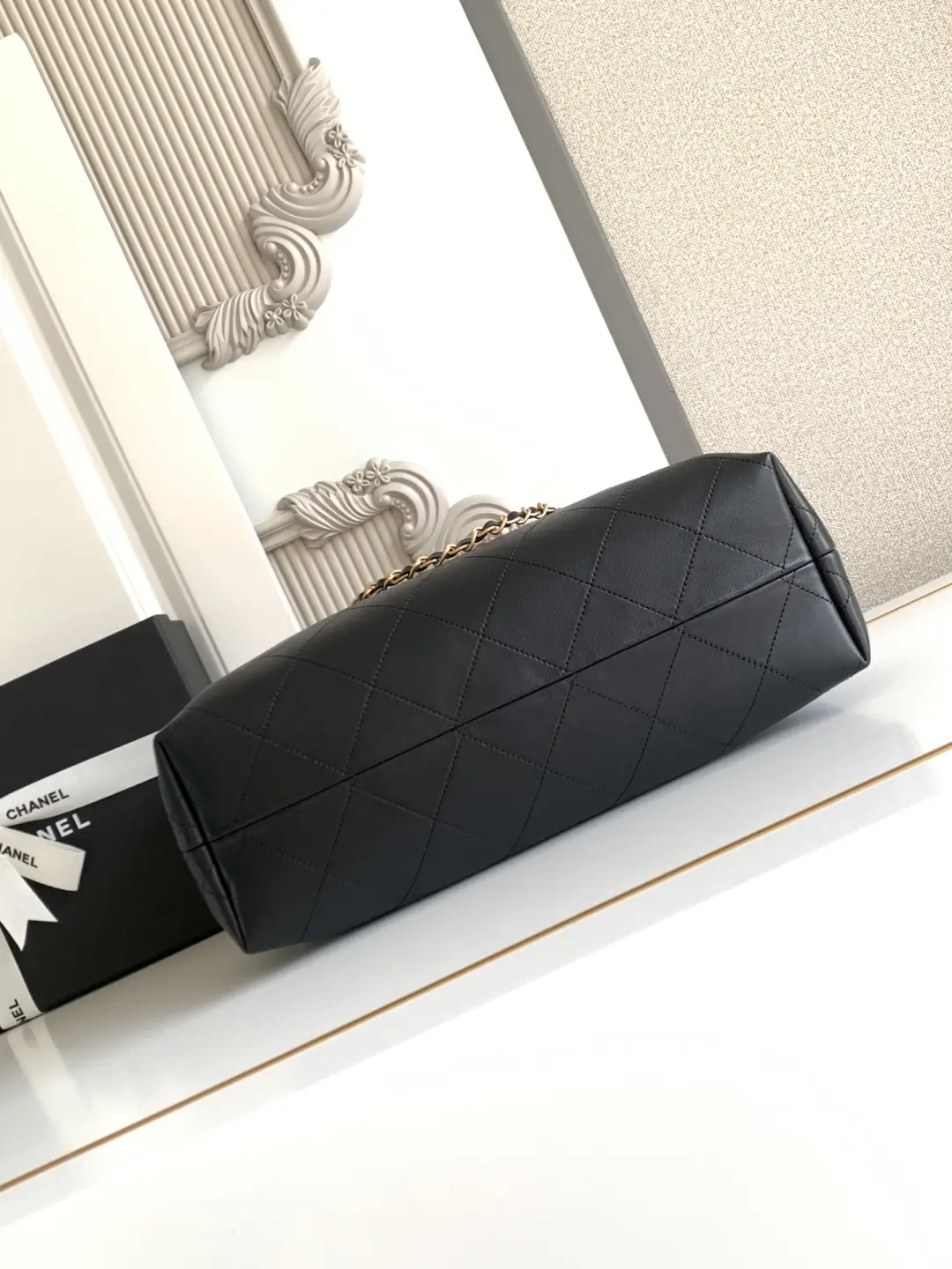 Chanel Small Shopping Bag Suede Calfskin AS5634 Grey