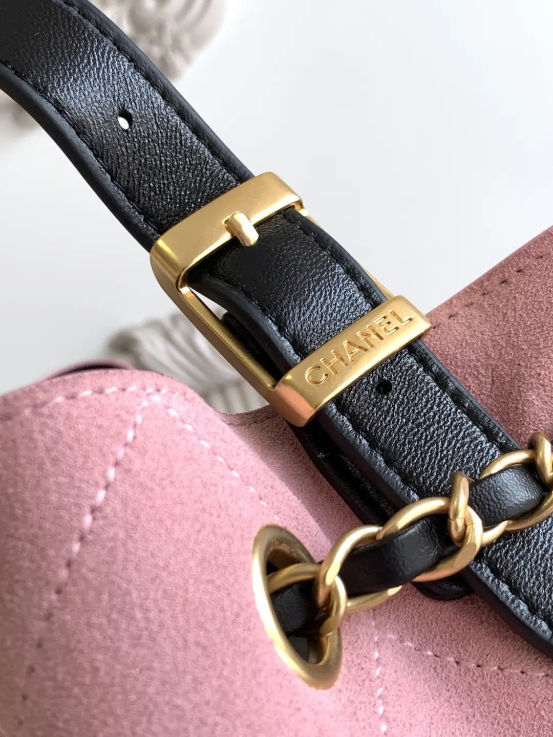 Chanel Small Shopping Bag Suede Calfskin AS5634 Pink