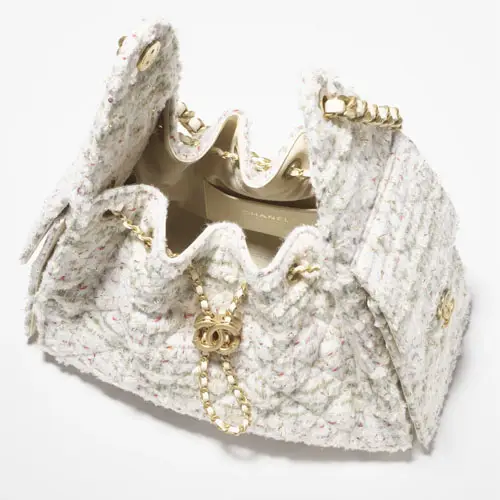 Chanel 25 Small Handbag Ecru Tweed