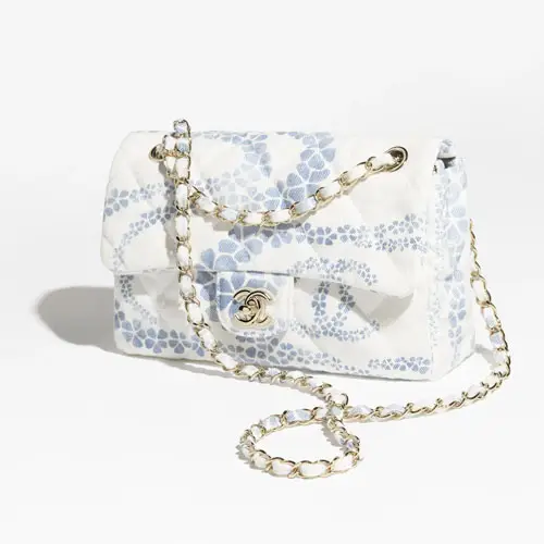 Chanel Flap Bag Denim White Blue