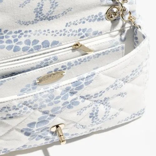 Chanel Flap Bag Denim White Blue