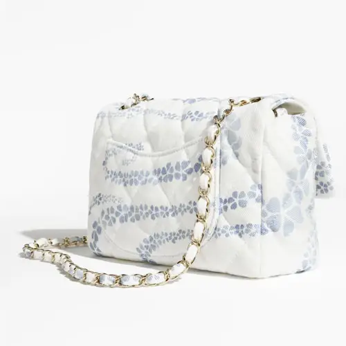 Chanel Flap Bag Denim White Blue