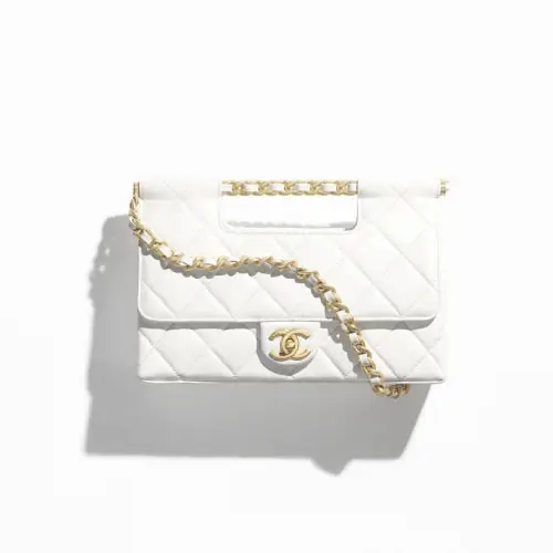 Chanel Flap Bag With Top Handle White
