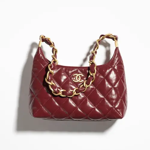 Chanel Hobo Handbag Burgundy 