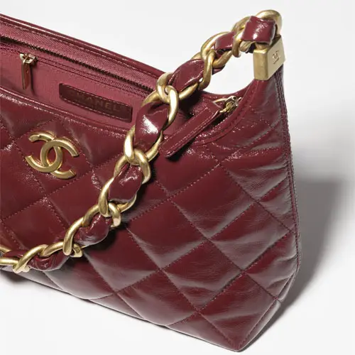 Chanel Hobo Handbag Burgundy 