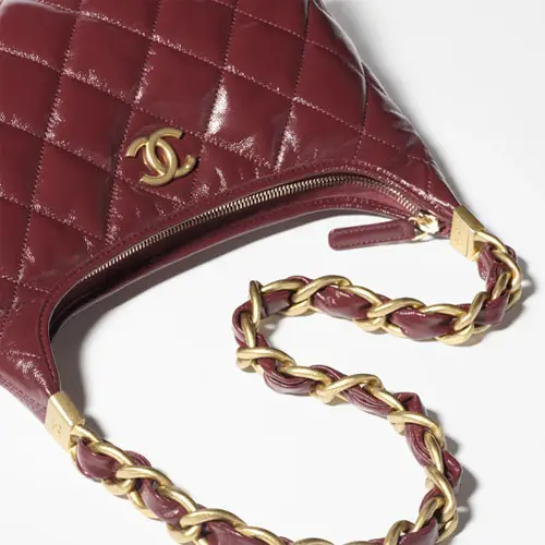 Chanel Hobo Handbag Burgundy 