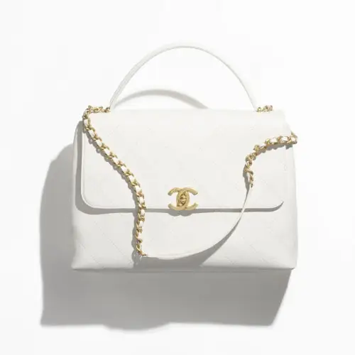 Chanel Maxi Flap Bag With Top Handle White