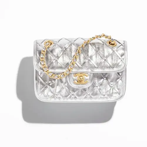 Chanel Mini Flap Bag Silvery