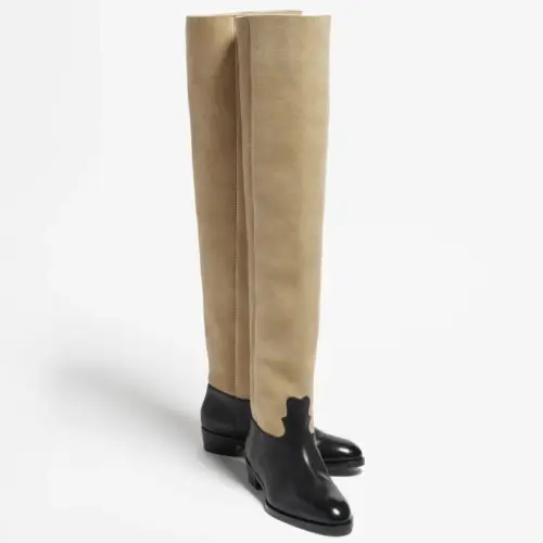 Chanel Thigh Boots Beige & Black