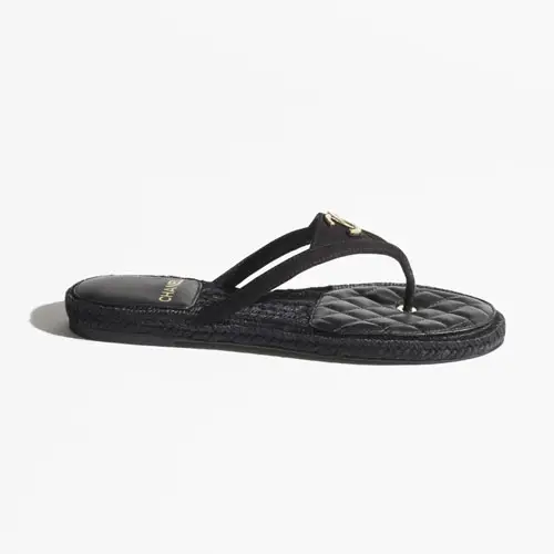 Chanel Thongs Slippers Black