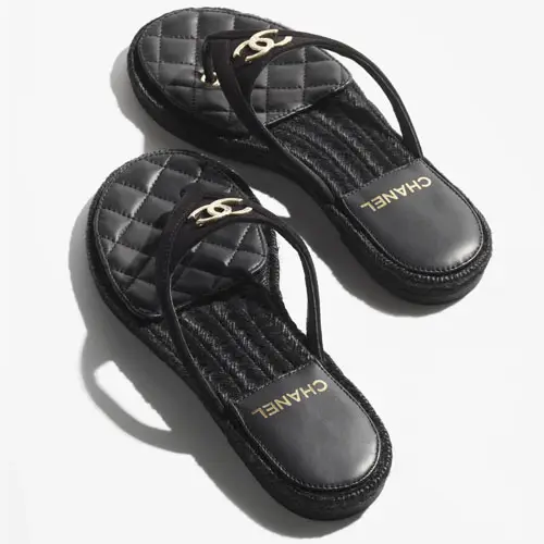 Chanel Thongs Slippers Black