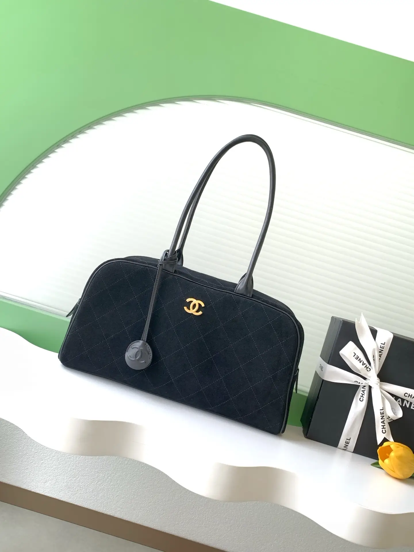 Chanel Bowling Bag AS6211 Black Suede