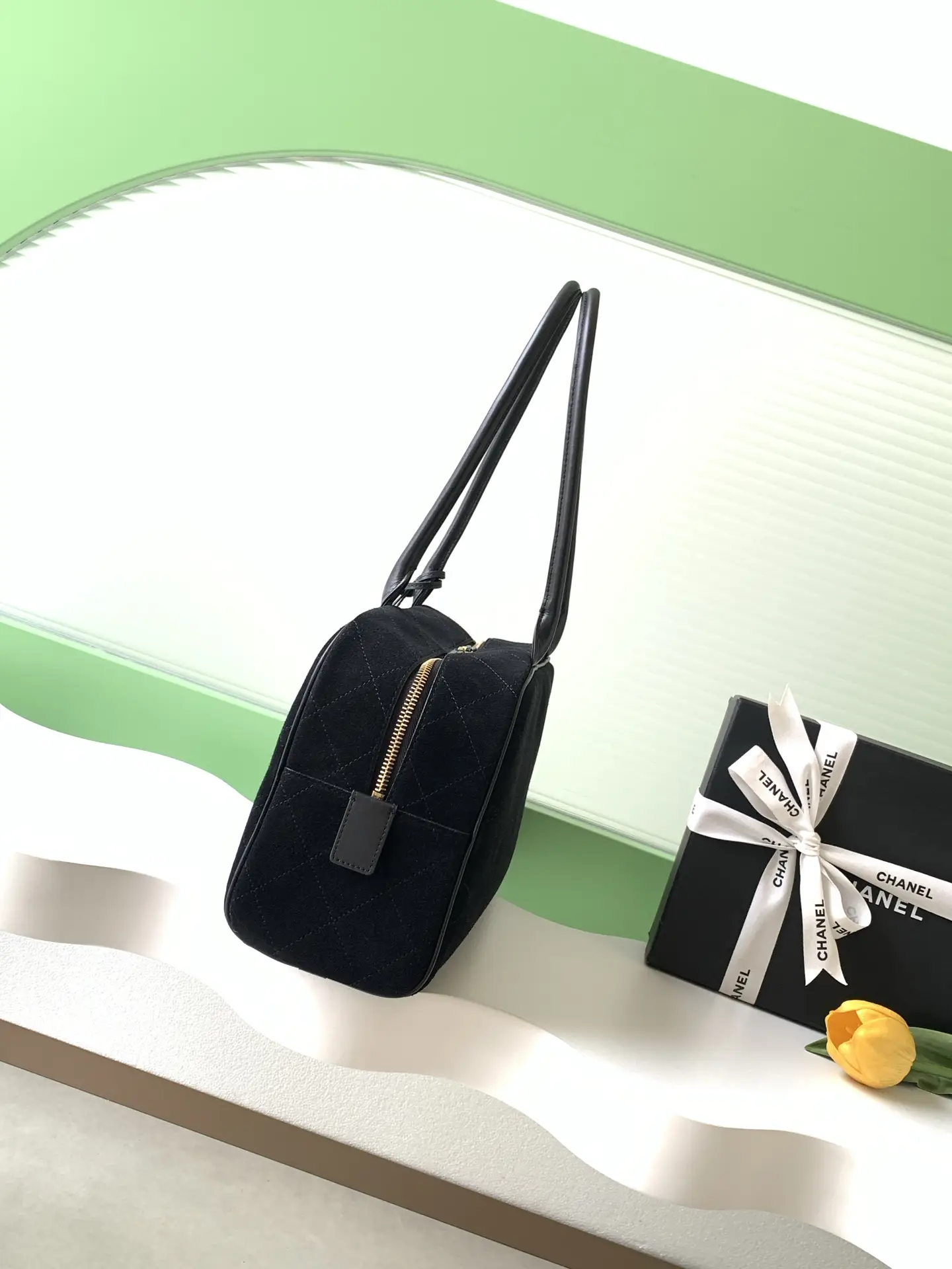 Chanel Bowling Bag AS6211 Black Suede