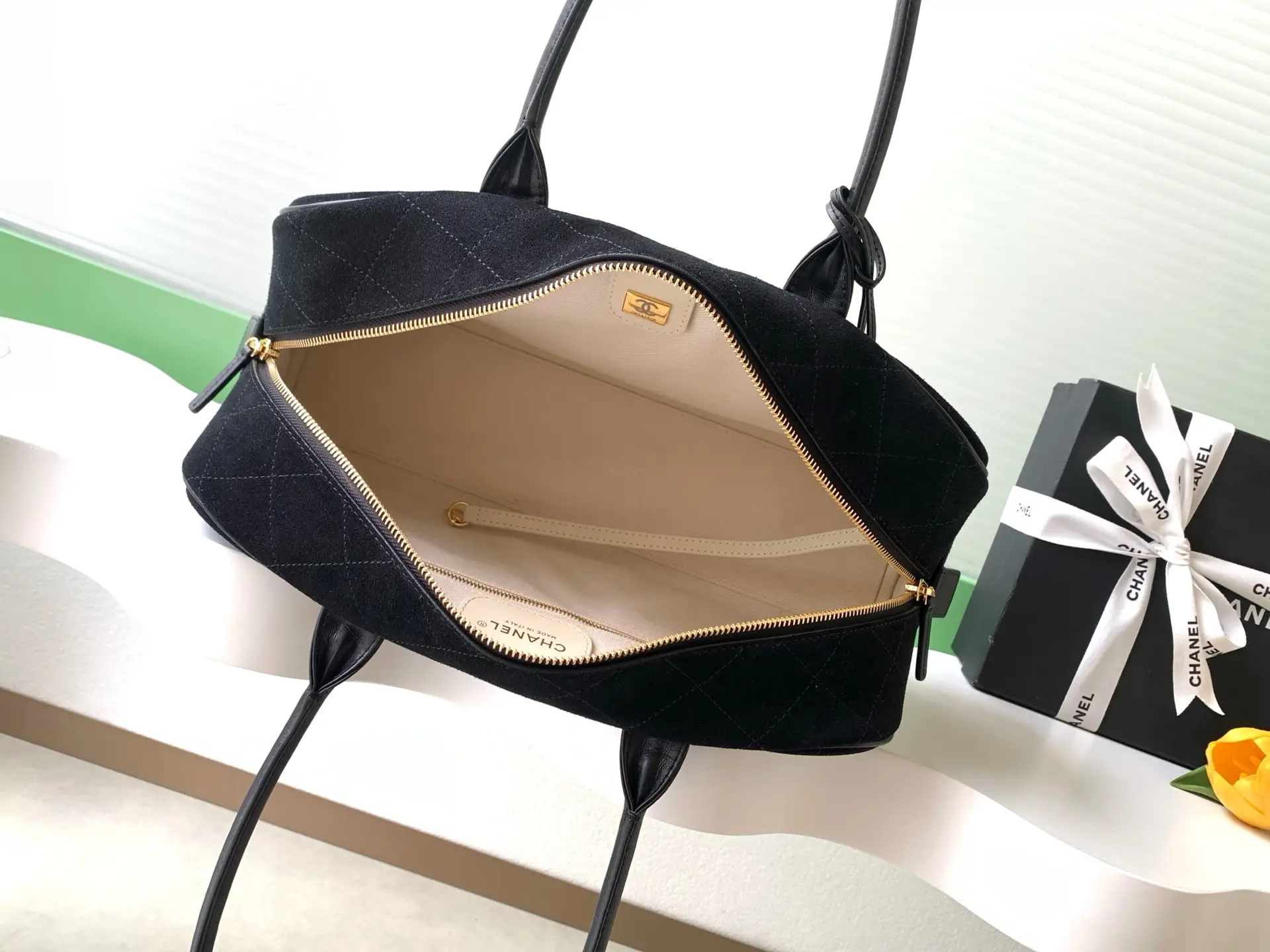 Chanel Bowling Bag AS6211 Black Suede