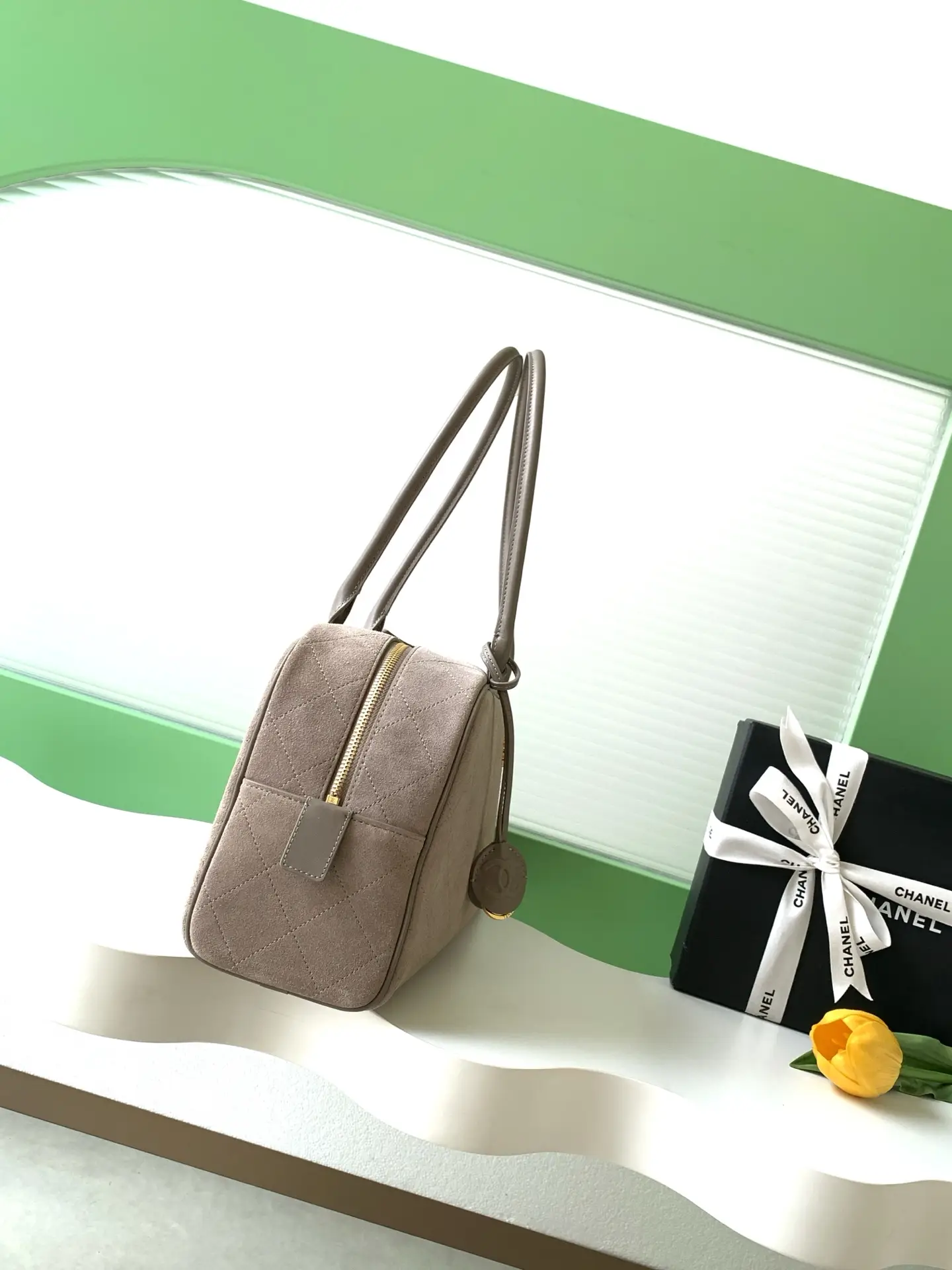Chanel Bowling Bag AS6211 Dark Grey Suede