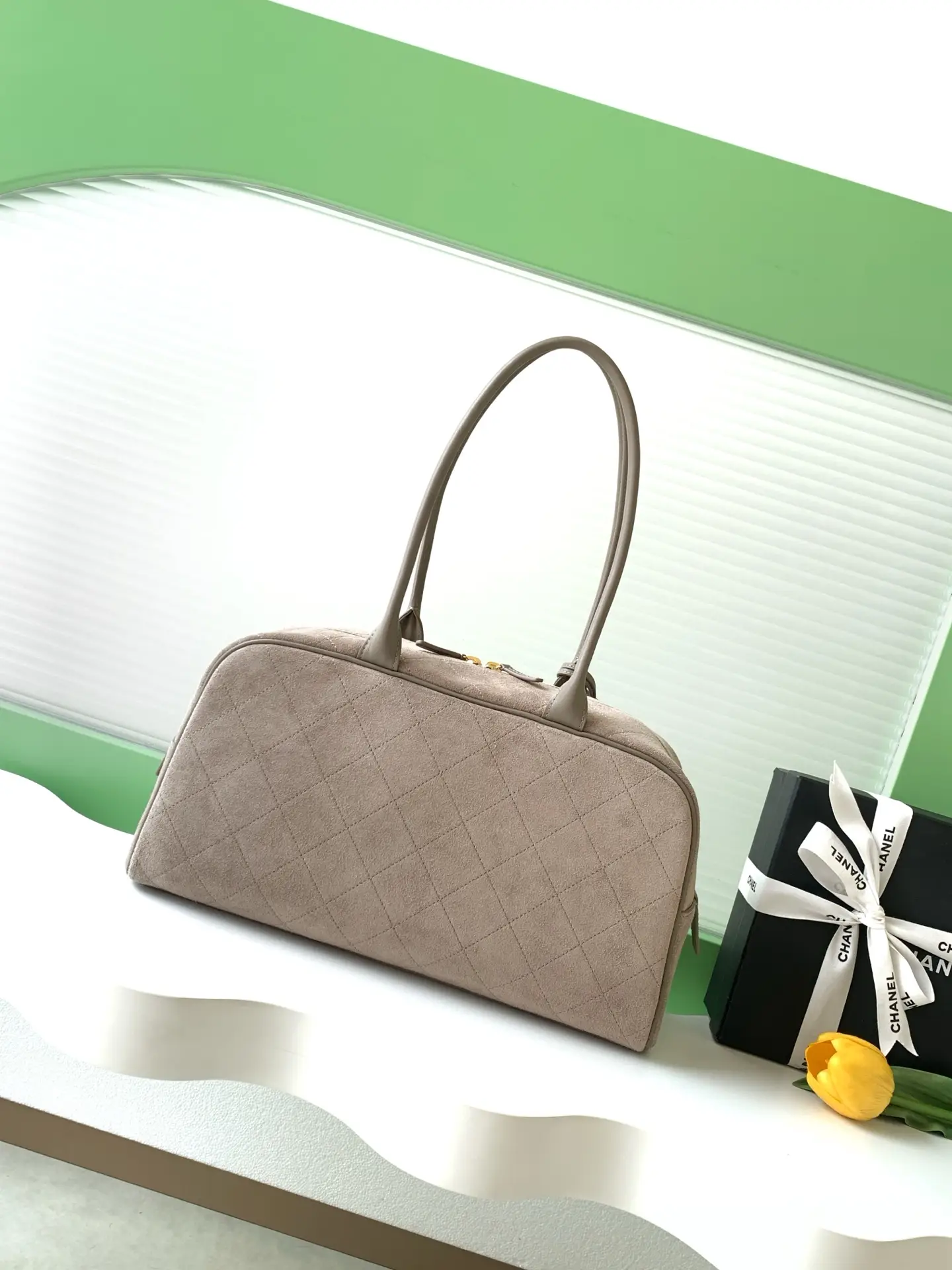 Chanel Bowling Bag AS6211 Dark Grey Suede