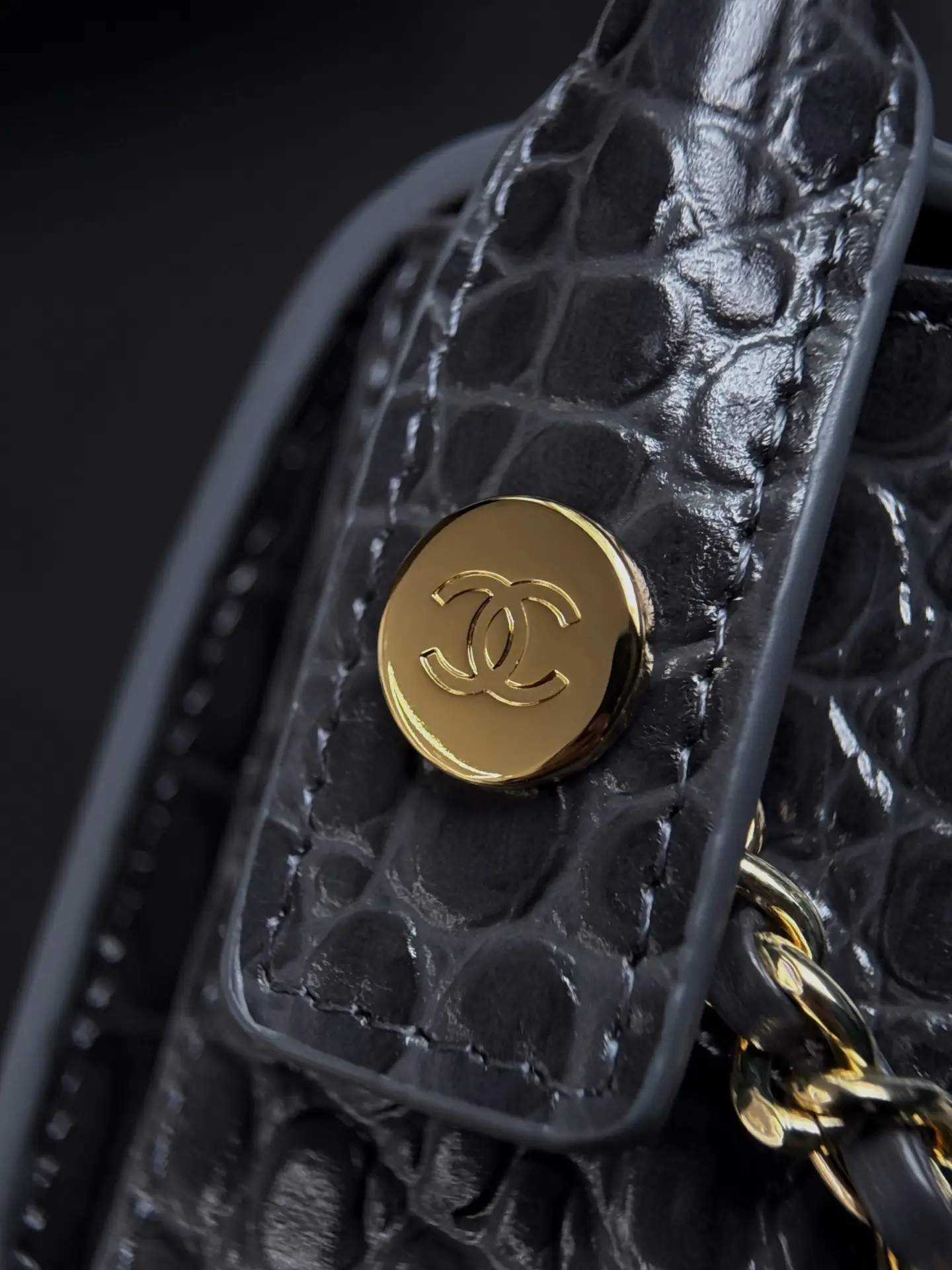 Mini Flap Bag With Top Handle AS6424 Grey Crocodile Embossed