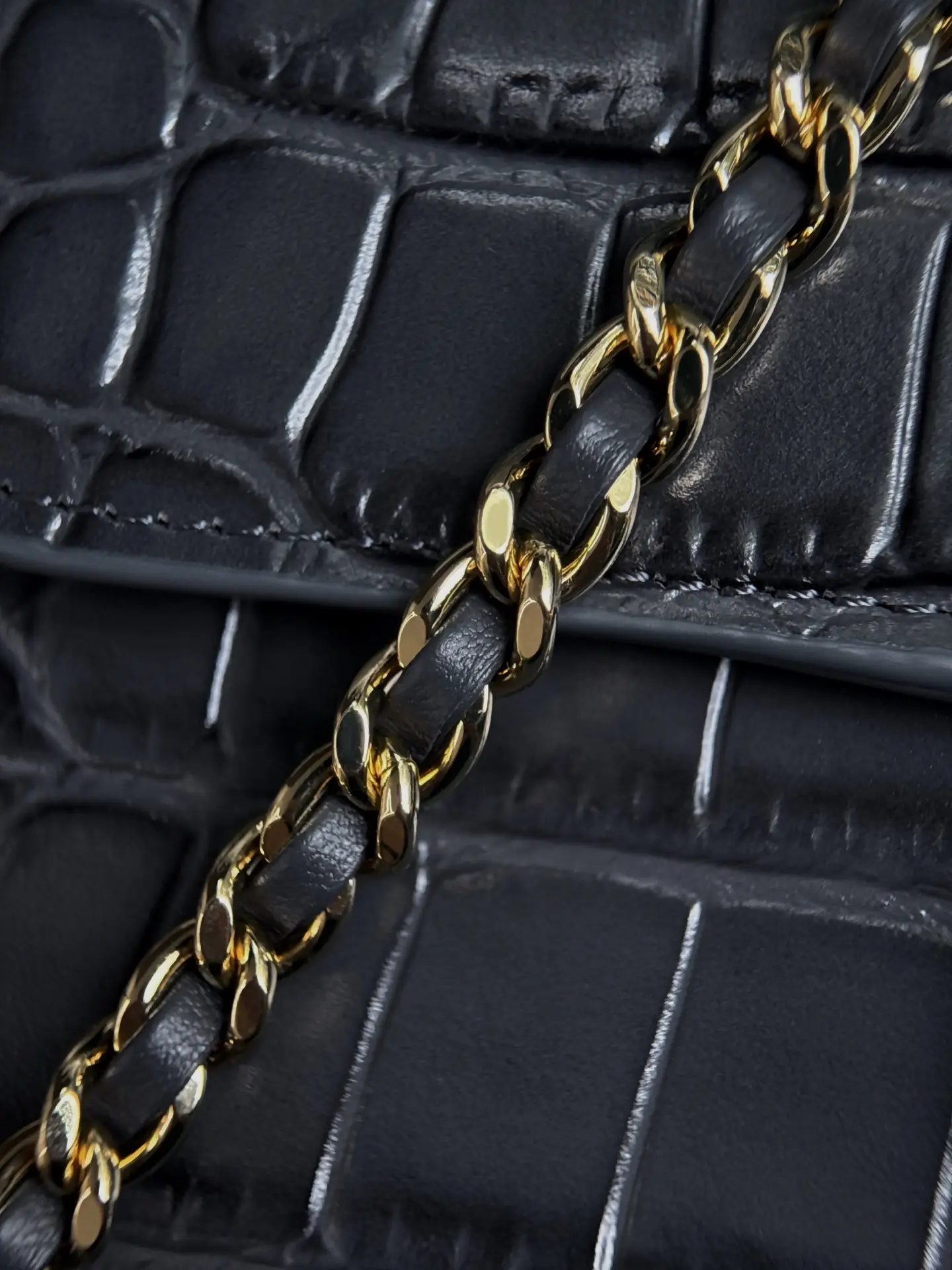 Mini Flap Bag With Top Handle AS6424 Grey Crocodile Embossed