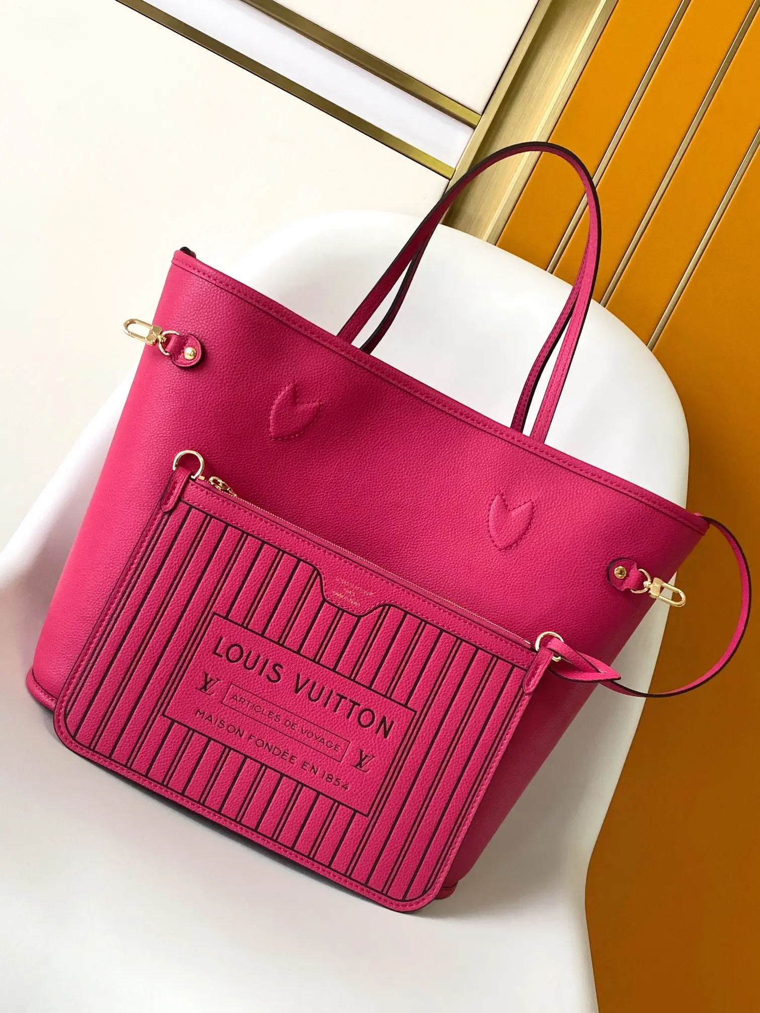 Louis Vuitton M11946 Neverfull Inside Out MM Pondichery Pink