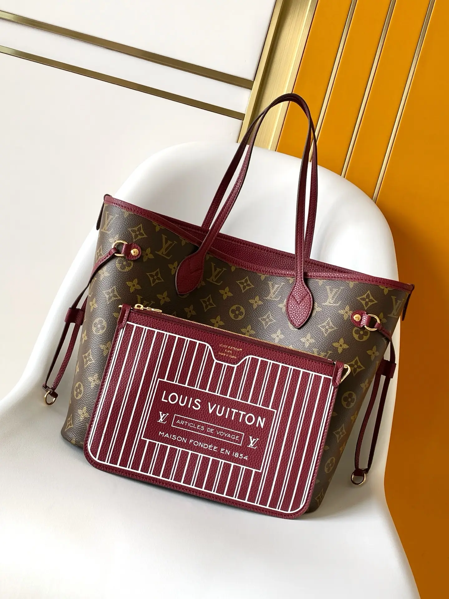 Louis Vuitton M25663 Neverfull Inside Out MM Burgundy