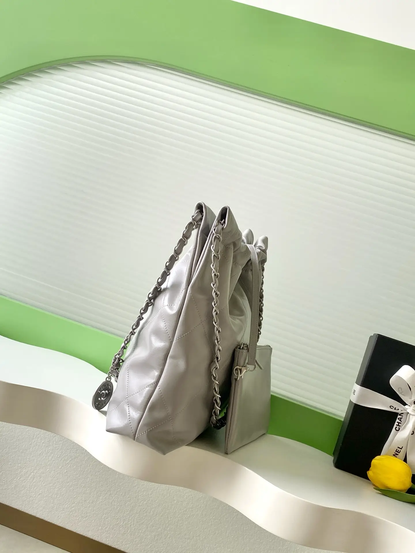 Chanel 22 Handbag AS3260 Light Gray