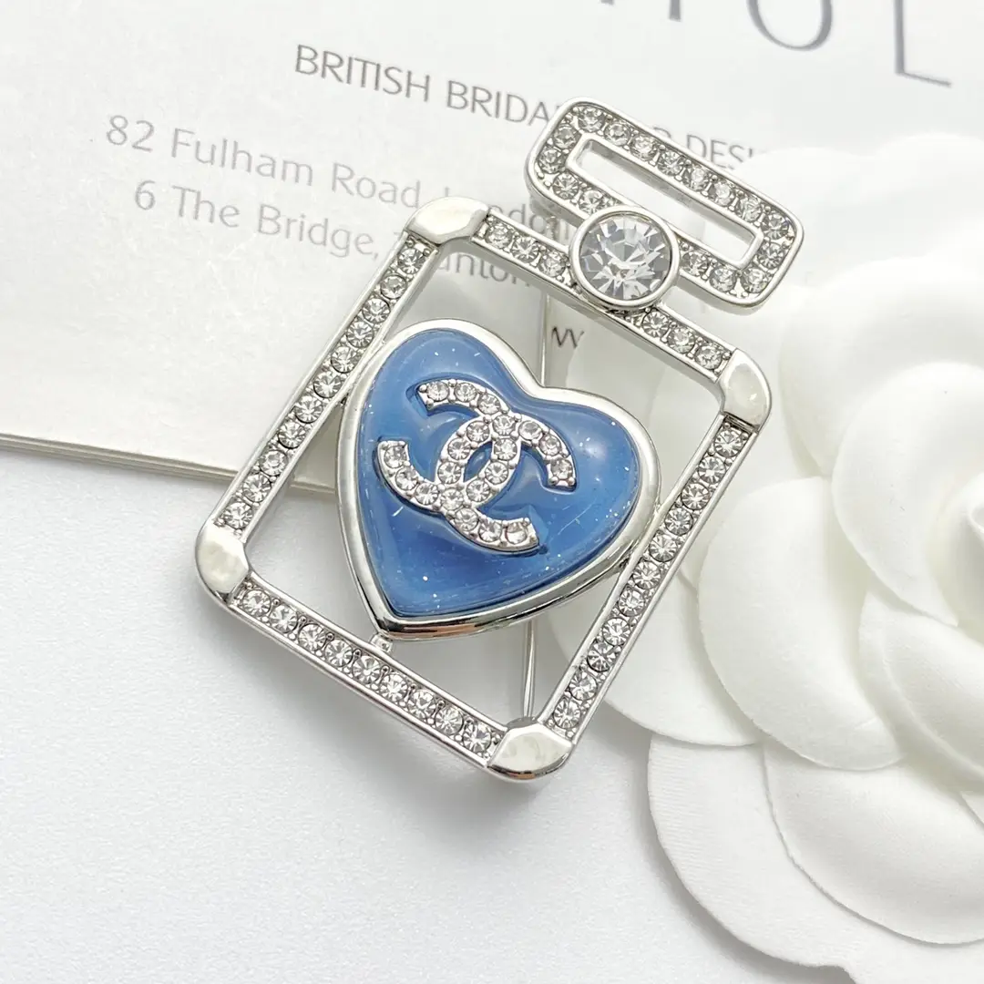 Chanel Blue Heart Perfume Bottle Brooch
