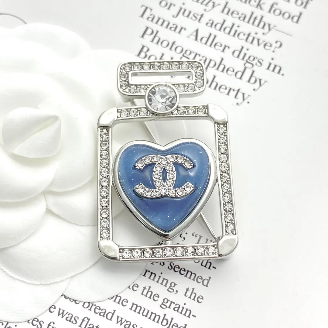 Chanel Blue Heart Perfume Bottle Brooch