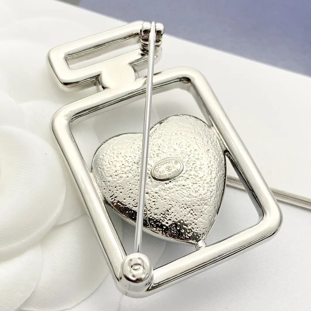 Chanel Blue Heart Perfume Bottle Brooch