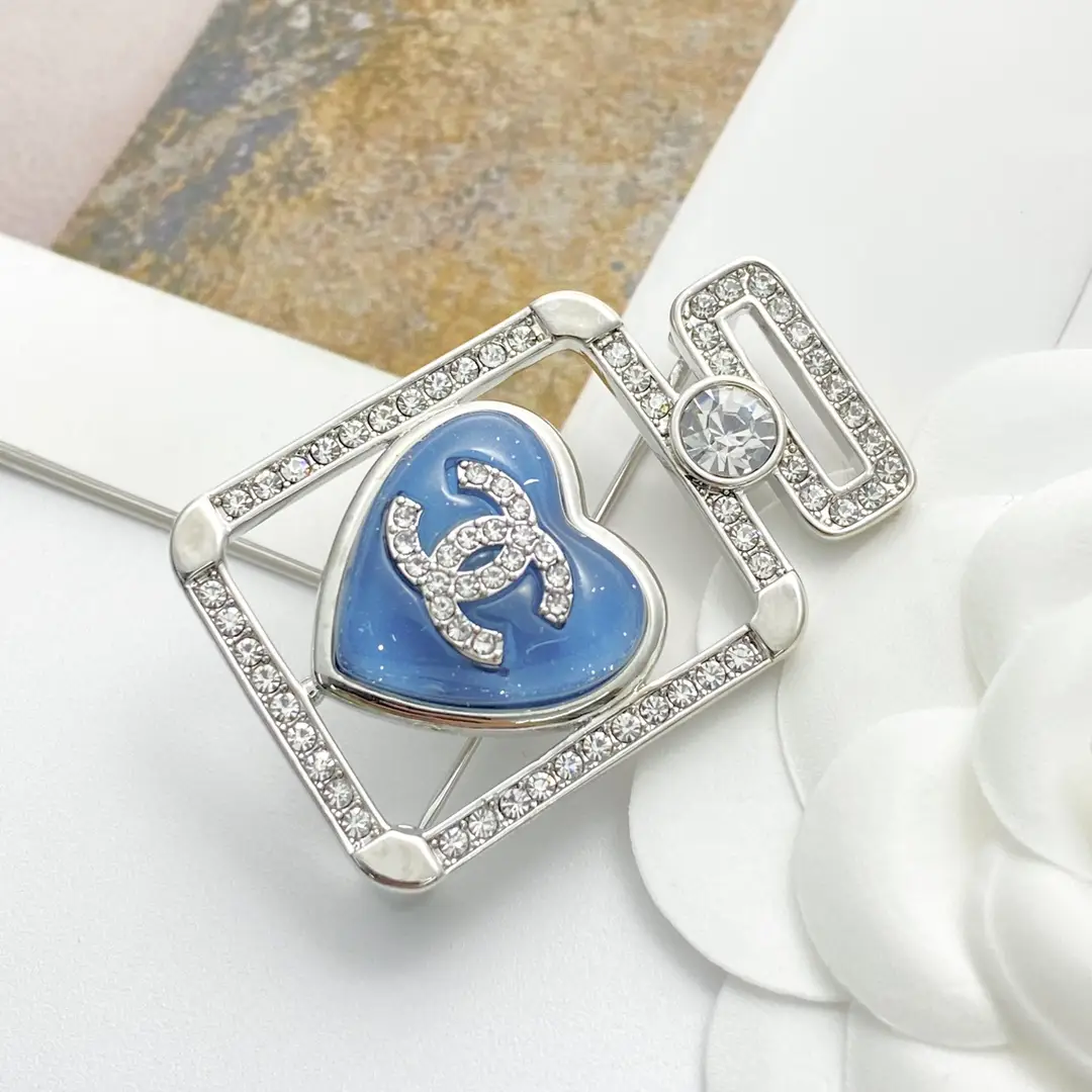 Chanel Blue Heart Perfume Bottle Brooch