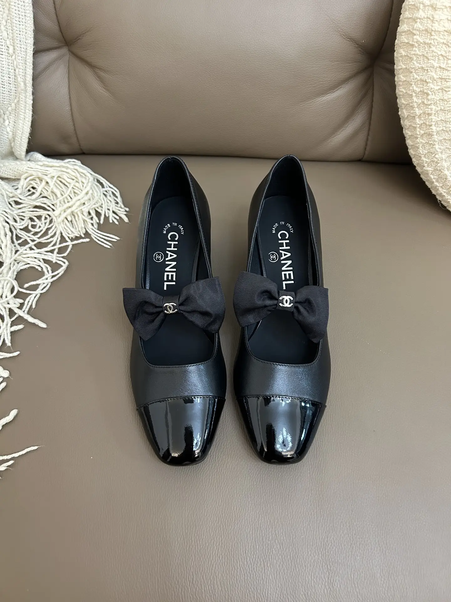 Chanel Bow Mary Jane Shoes Black