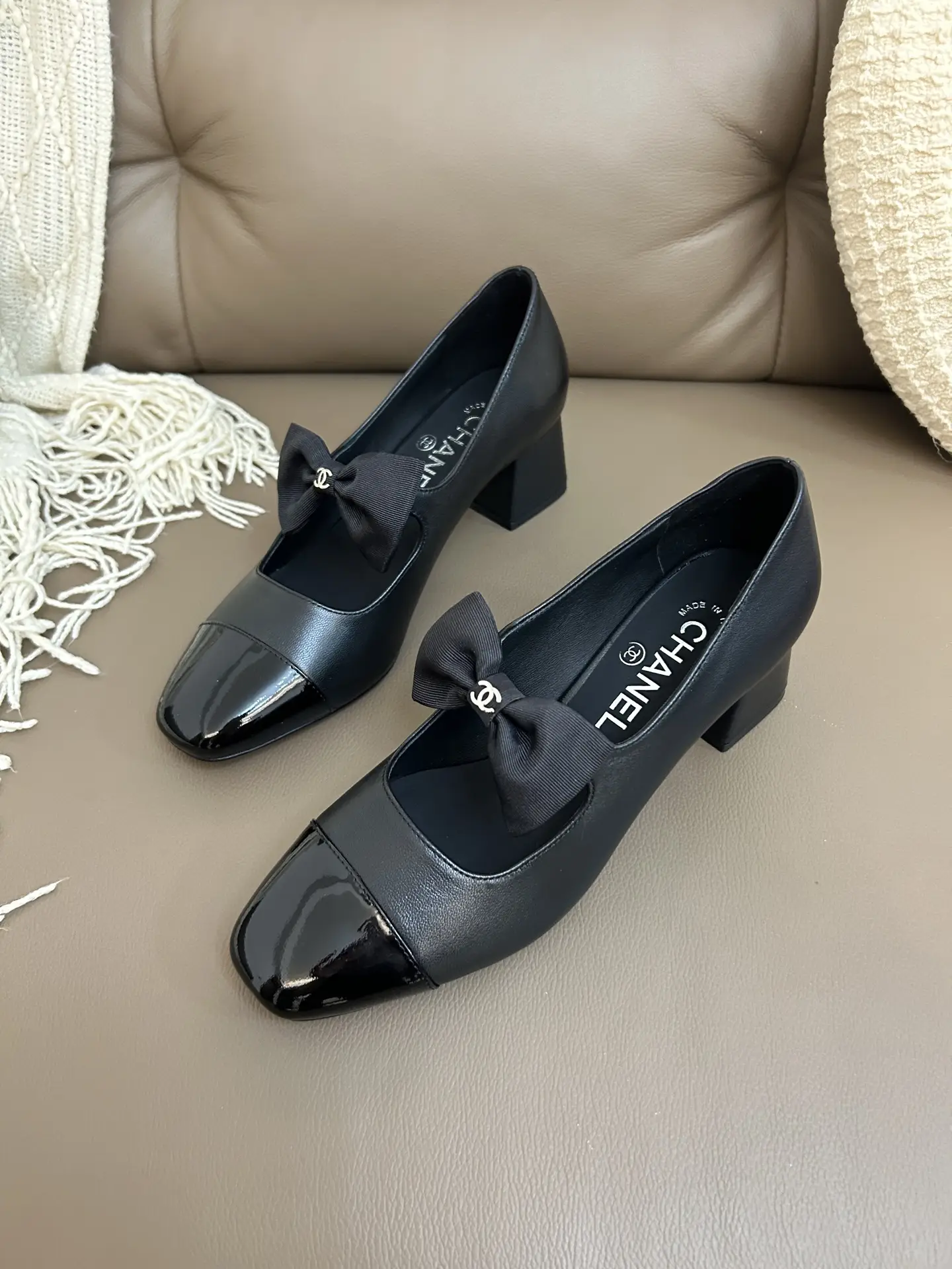 Chanel Bow Mary Jane Shoes Black