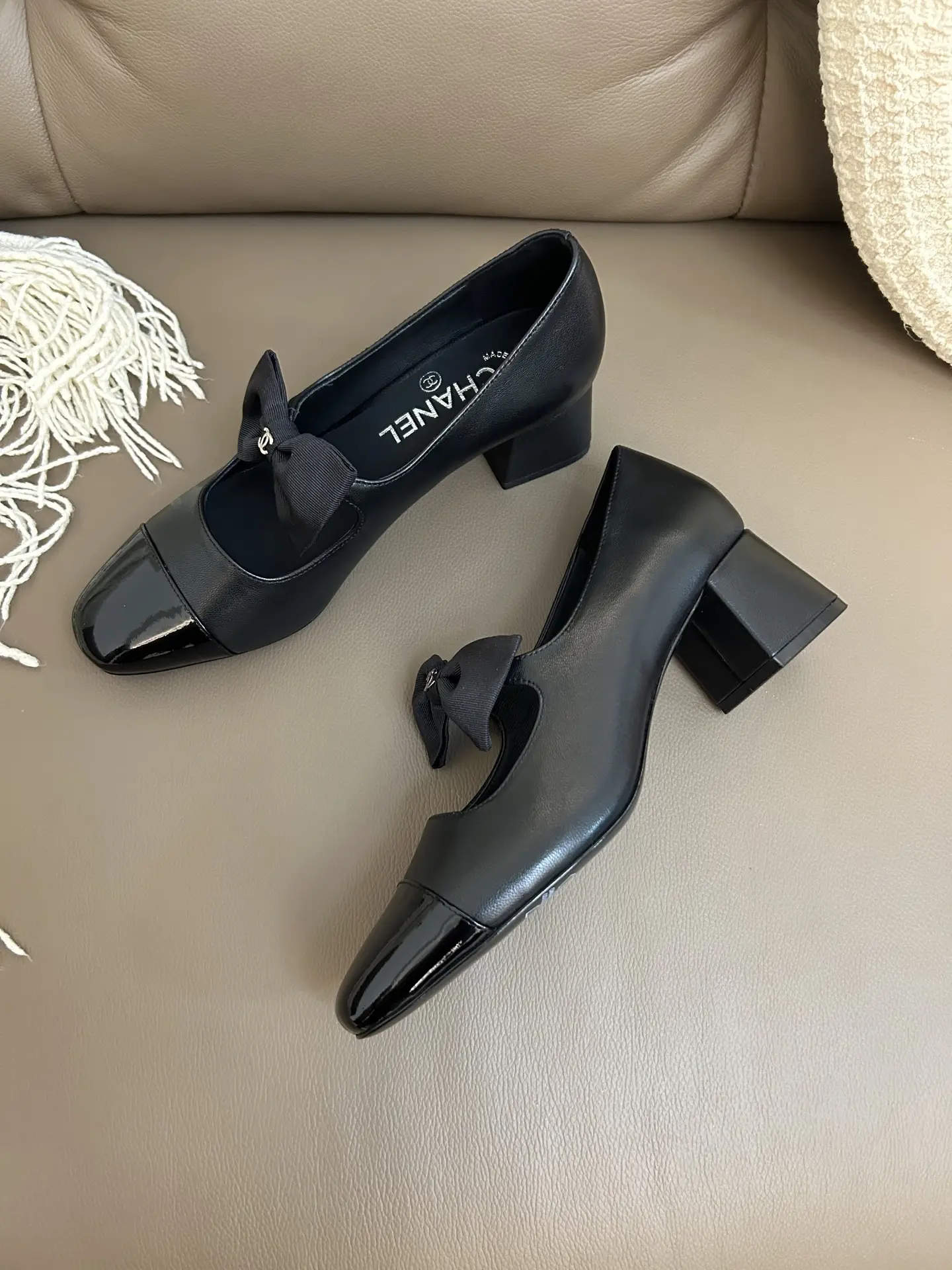 Chanel Bow Mary Jane Shoes Black