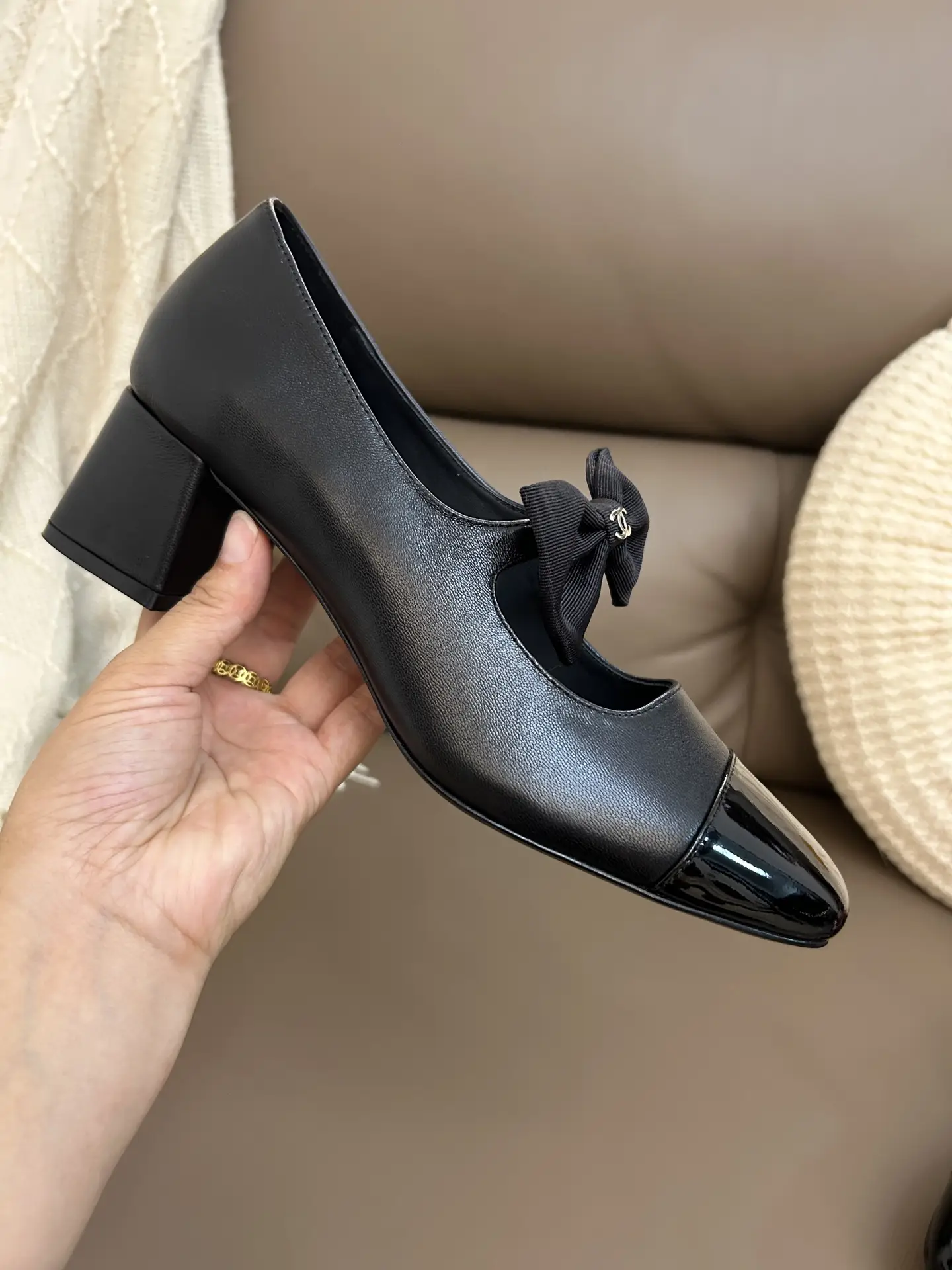 Chanel Bow Mary Jane Shoes Black