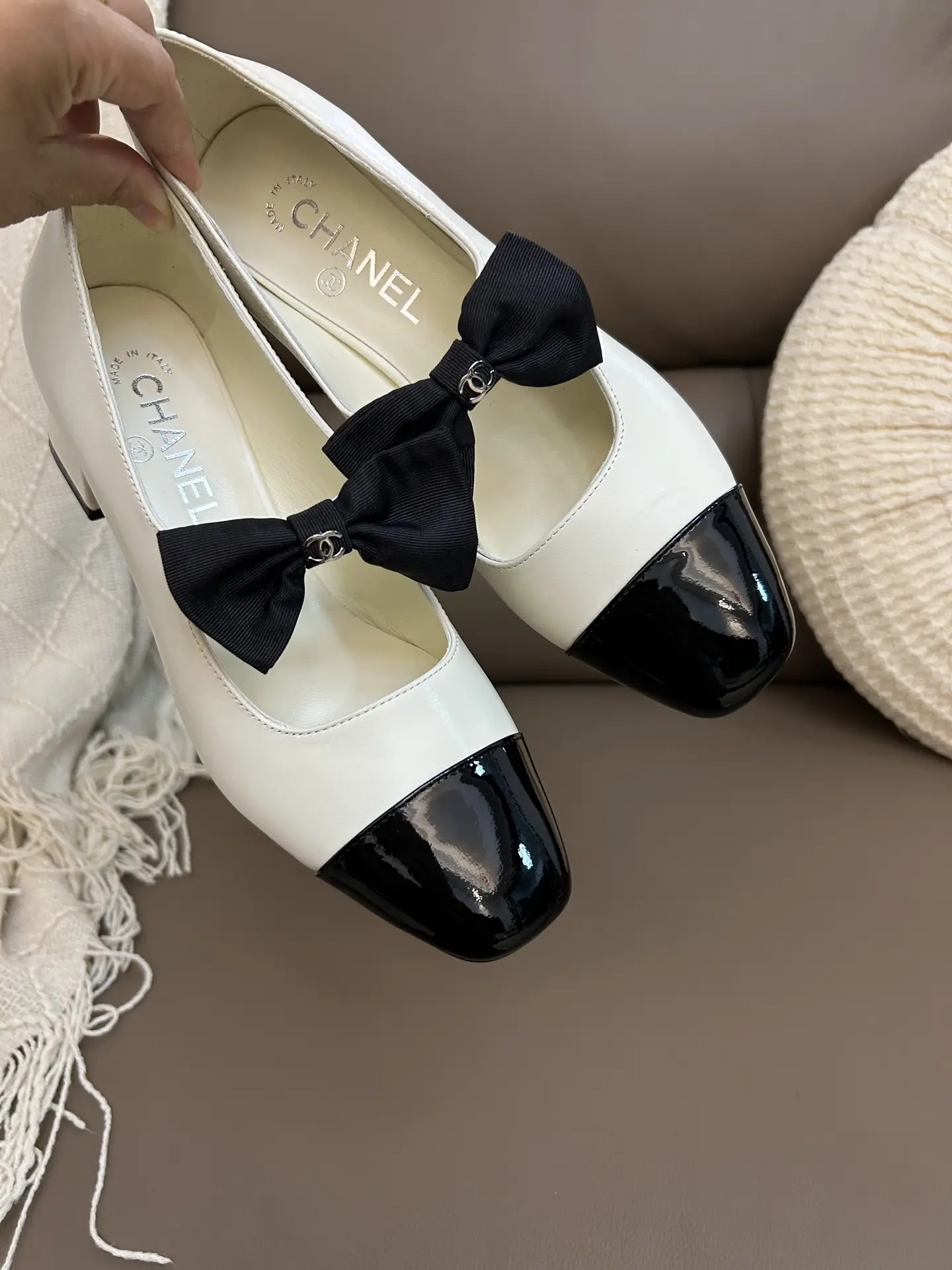 Chanel Bow Mary Jane Shoes White