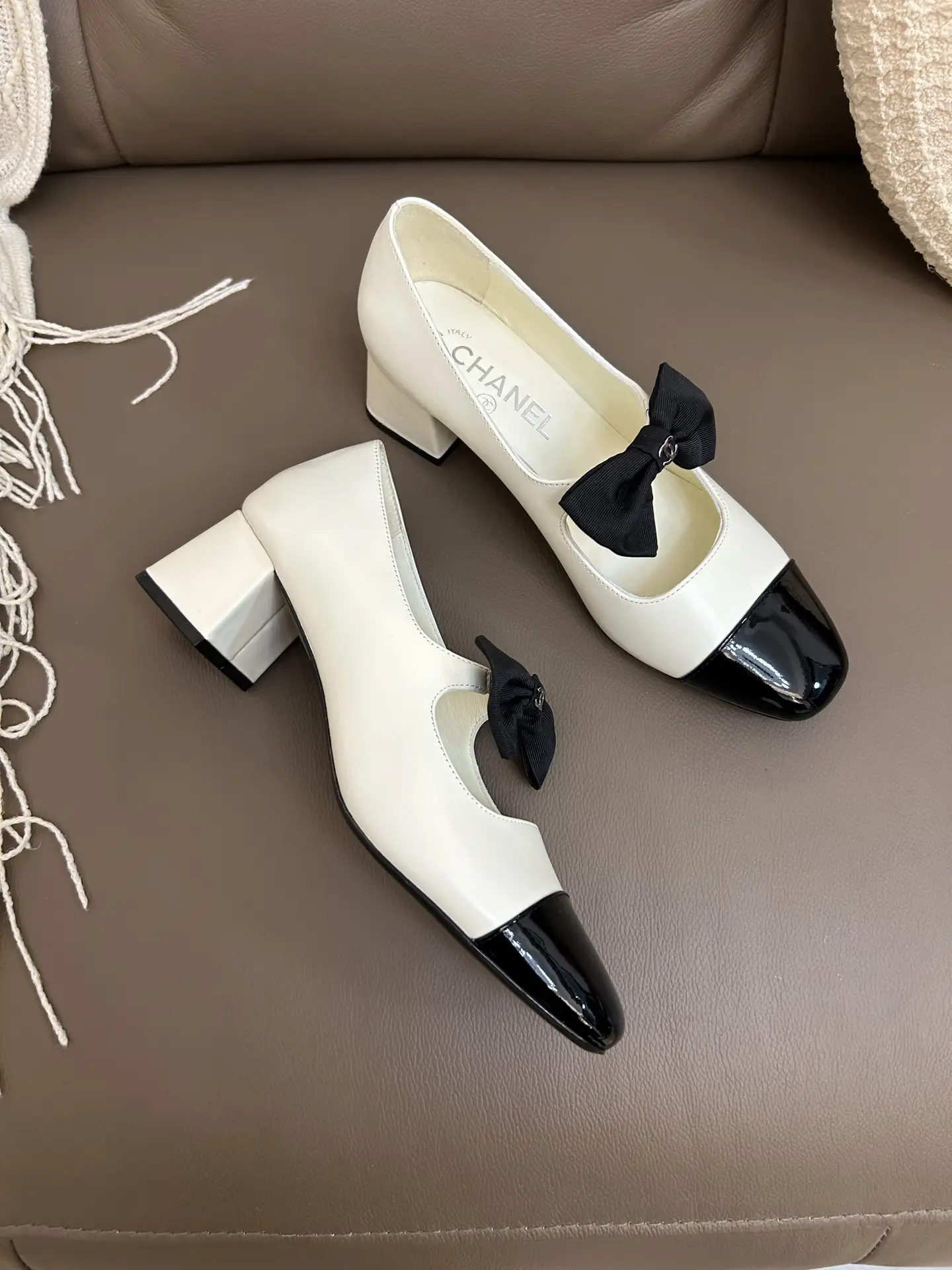 Chanel Bow Mary Jane Shoes White