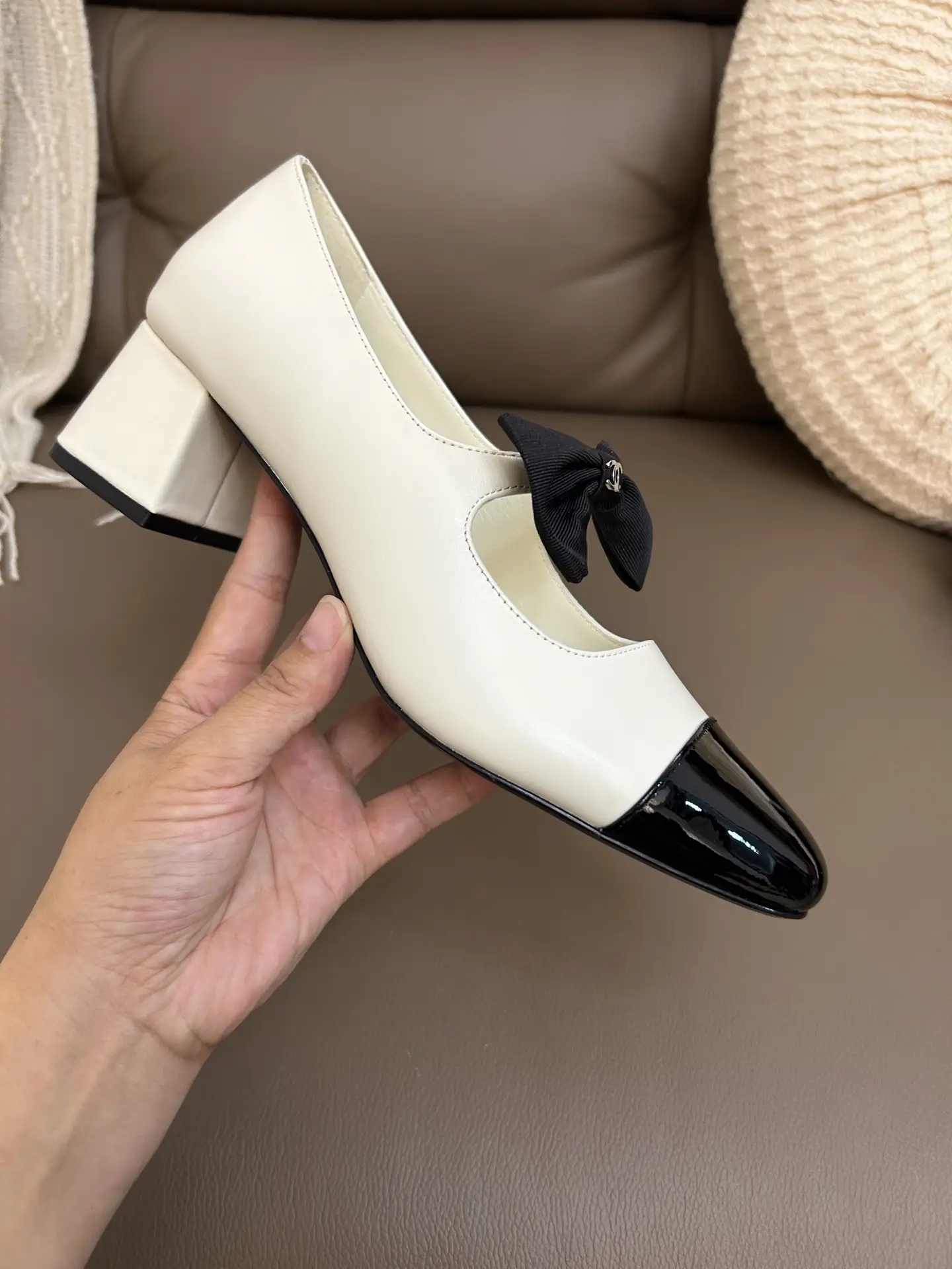 Chanel Bow Mary Jane Shoes White