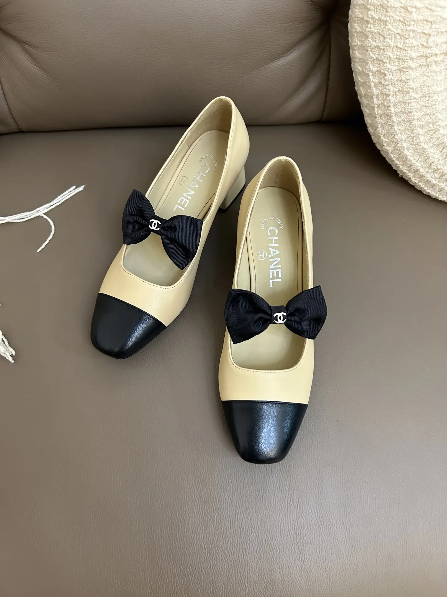 Chanel Bow Mary Jane Shoes Yellow