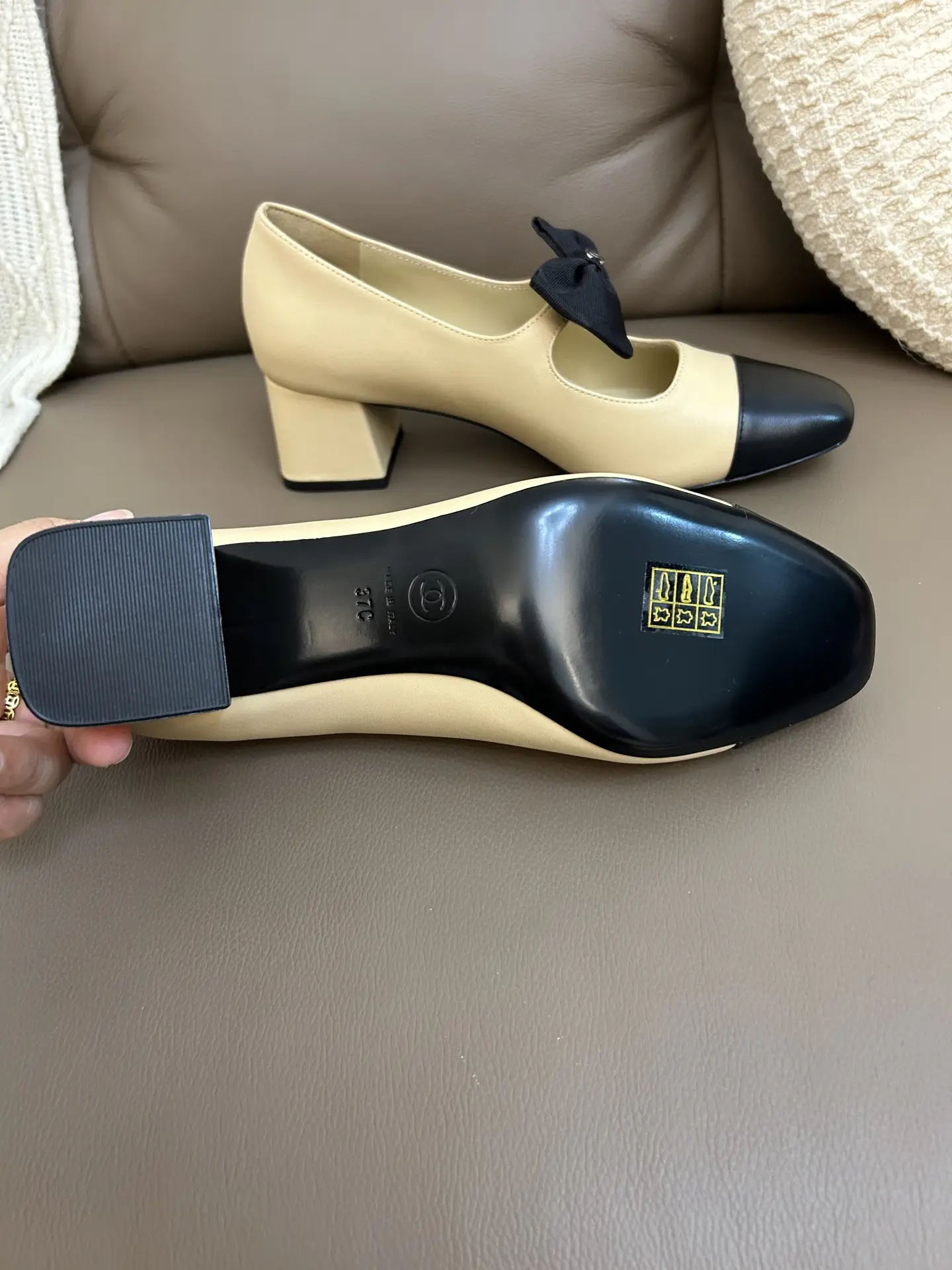 Chanel Bow Mary Jane Shoes Yellow