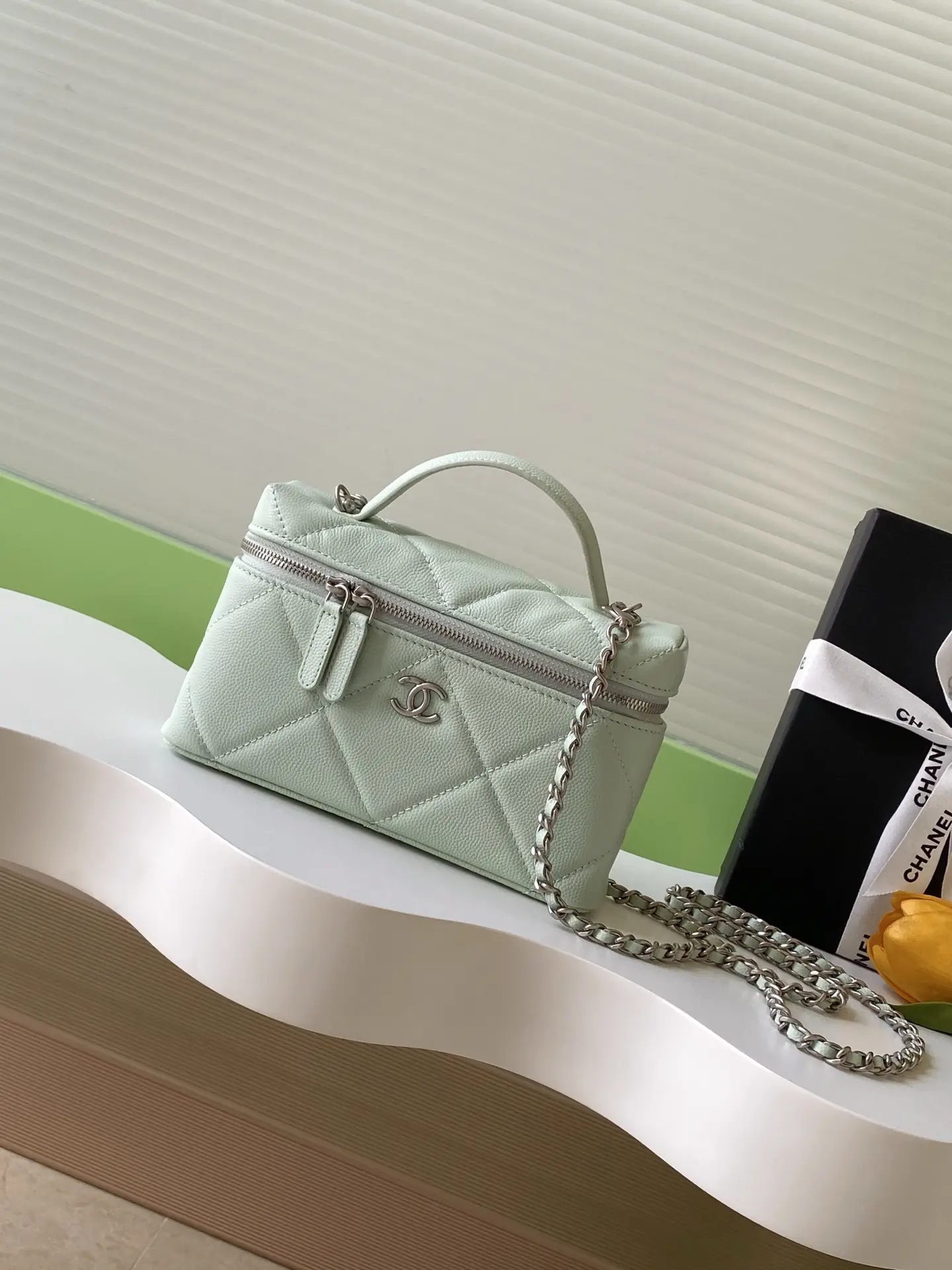 Chanel Chain Vanity Case AP4936 Mint Green