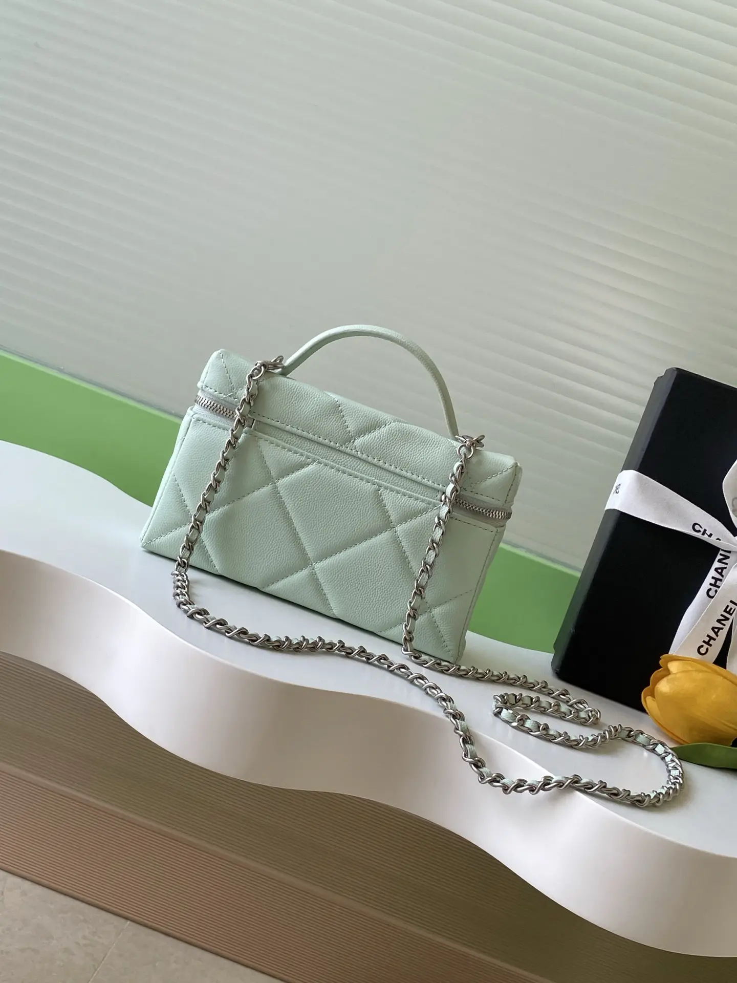 Chanel Chain Vanity Case AP4936 Mint Green