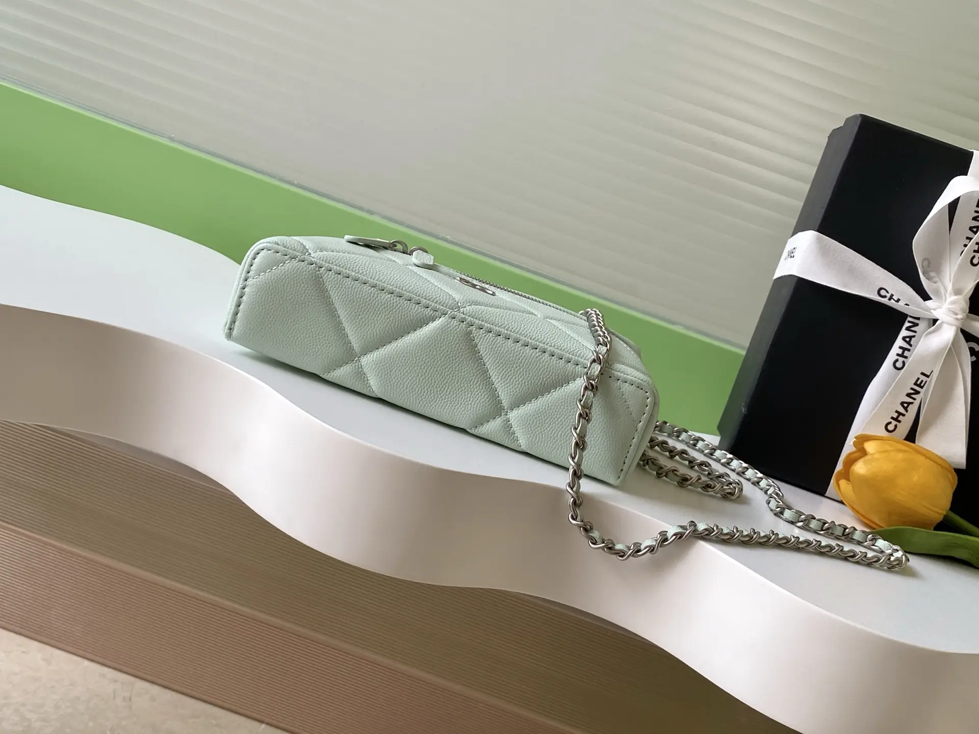 Chanel Chain Vanity Case AP4936 Mint Green